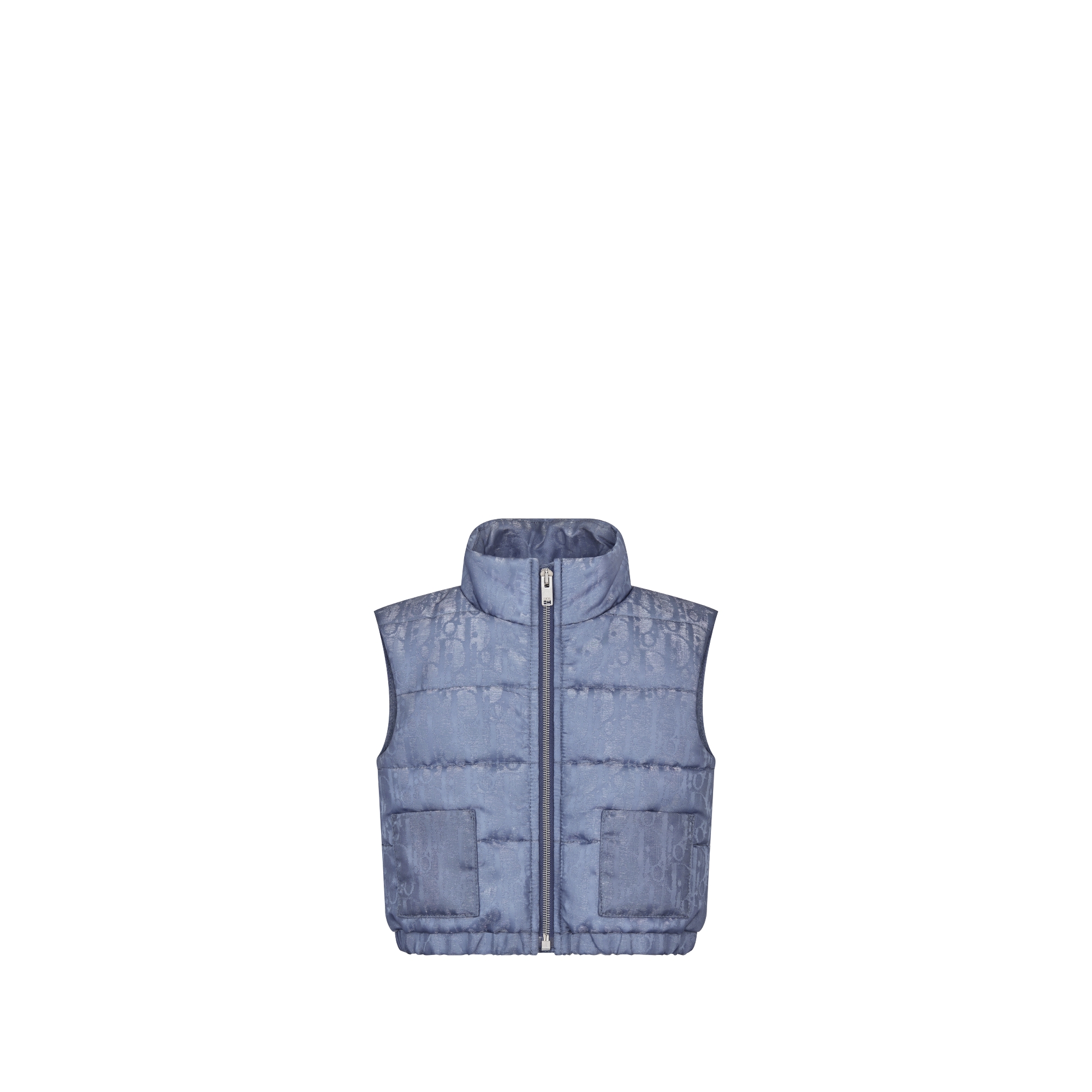 Baby Puffer Vest Gray-Blue Dior Oblique Water-Repellent Technical Jacquard with Satin Finish E01