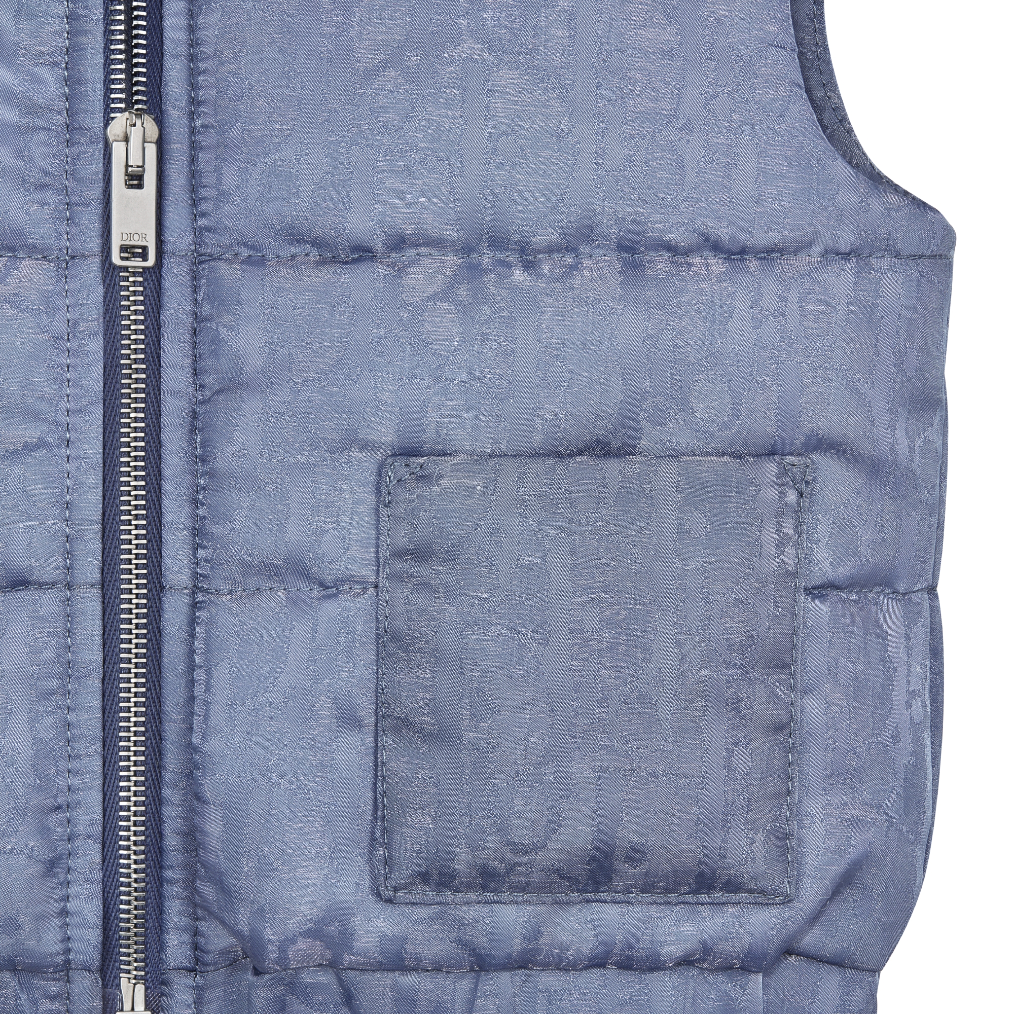 Baby Puffer Vest Gray-Blue Dior Oblique Water-Repellent Technical Jacquard with Satin Finish E09