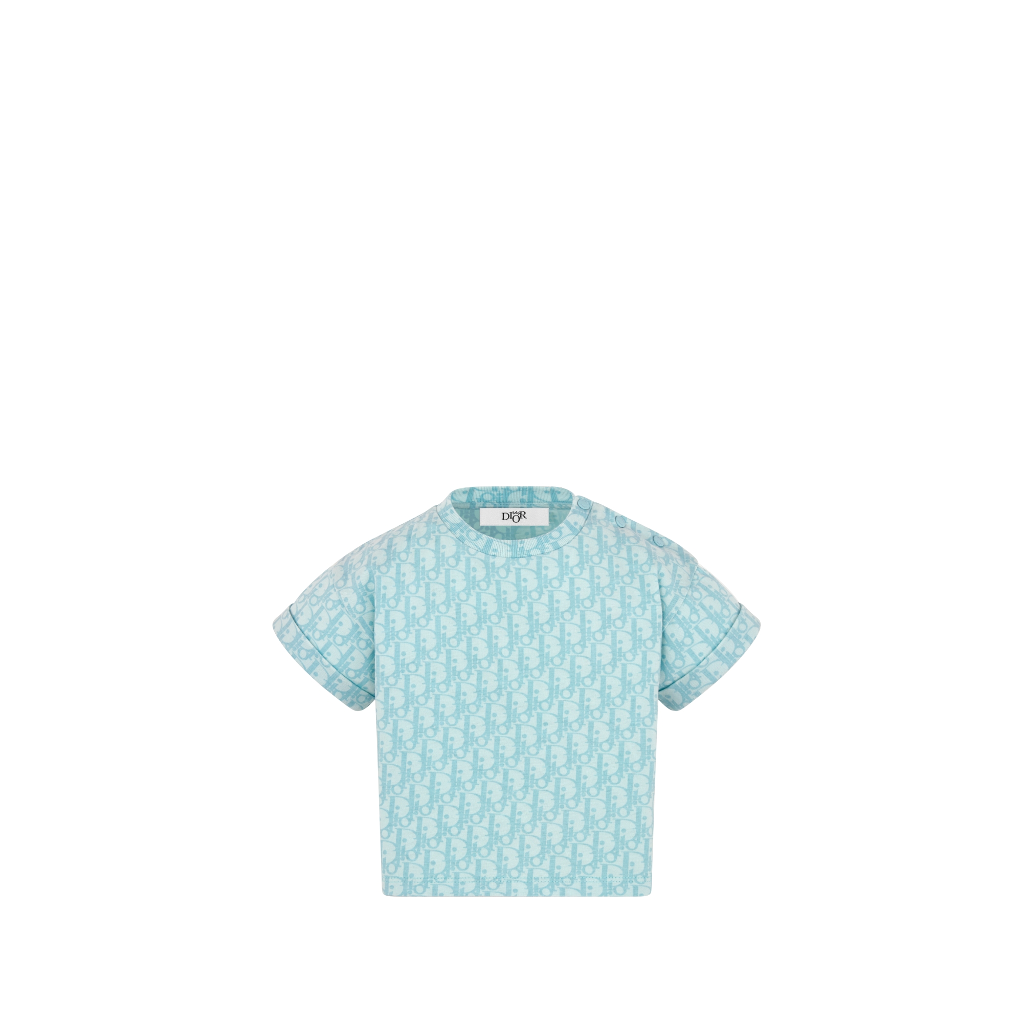 Baby T-Shirt Blue Dior Oblique Cotton Jersey with Stonewashed Effect E01
