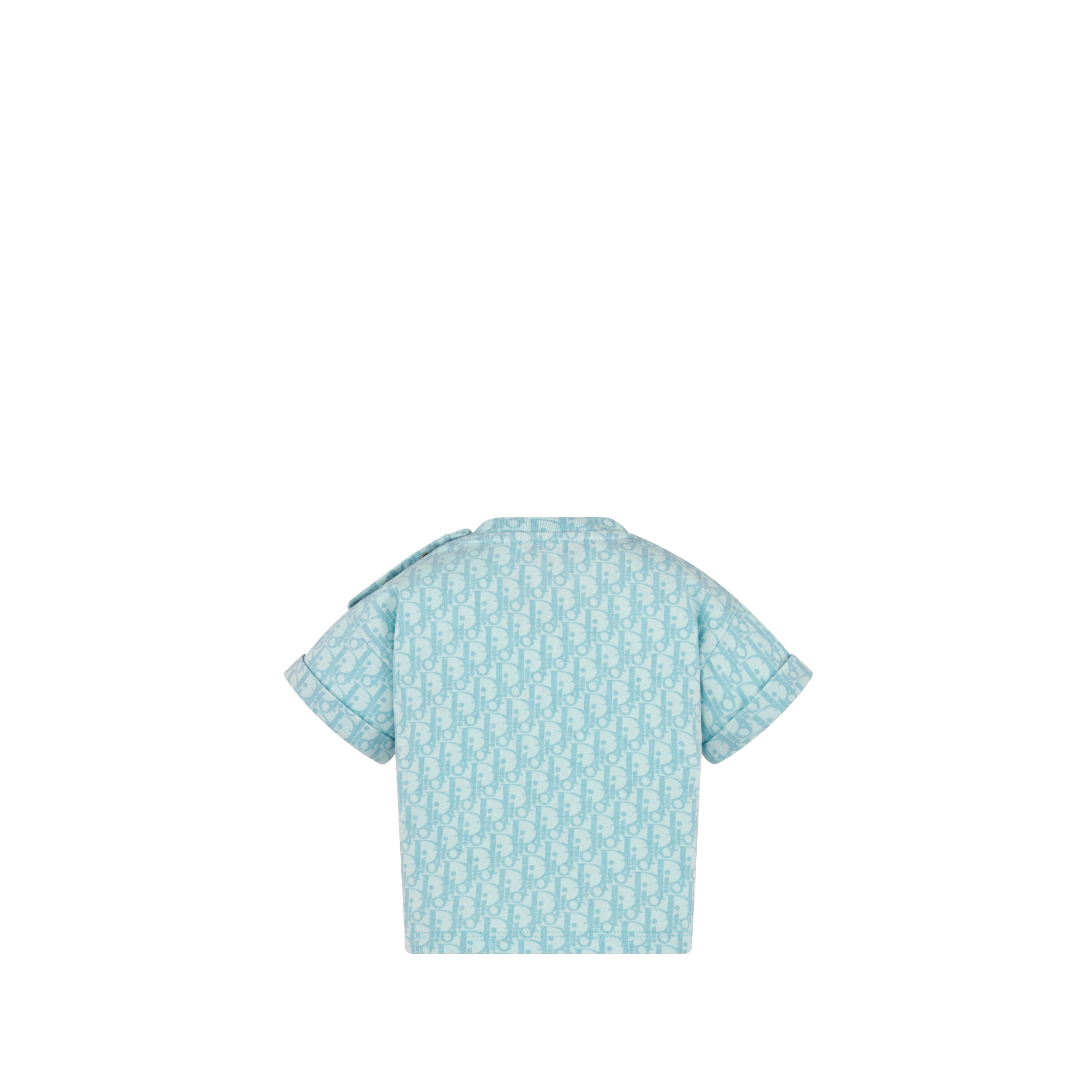 Baby T-Shirt Blue Dior Oblique Cotton Jersey with Stonewashed Effect E08