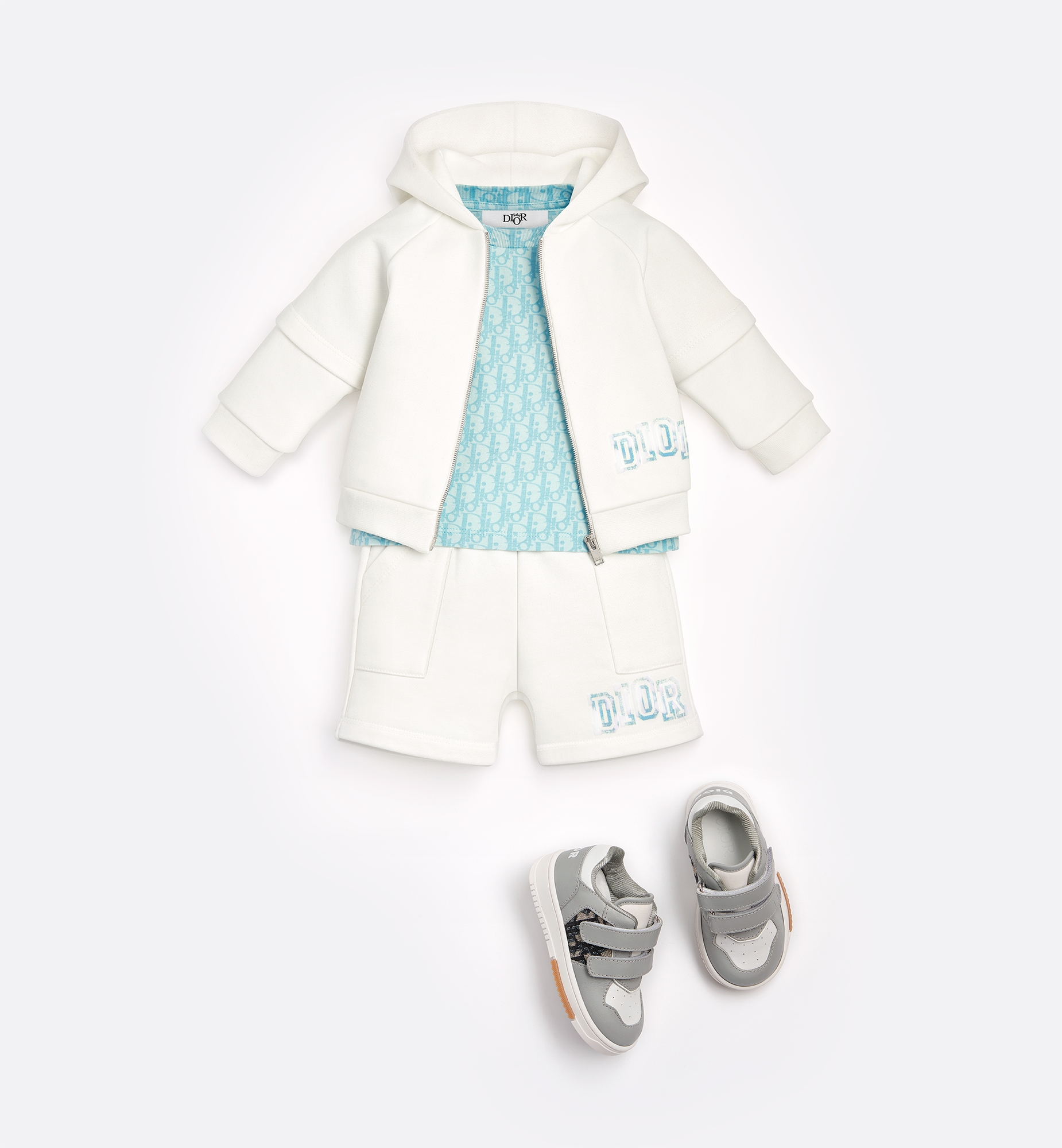 Baby T-Shirt Blue Dior Oblique Cotton Jersey with Stonewashed Effect E12