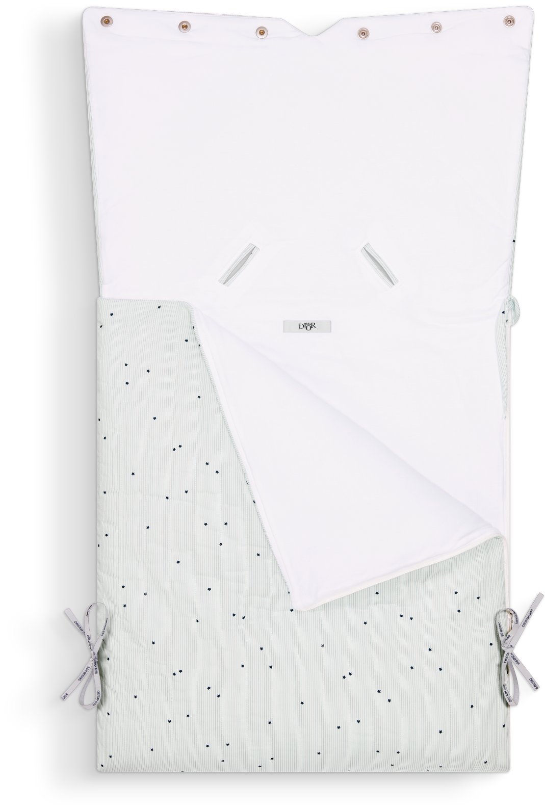 Sleeping Bag Ivory Quilted Cotton Poplin with Blue Stripes and Stars DIOR