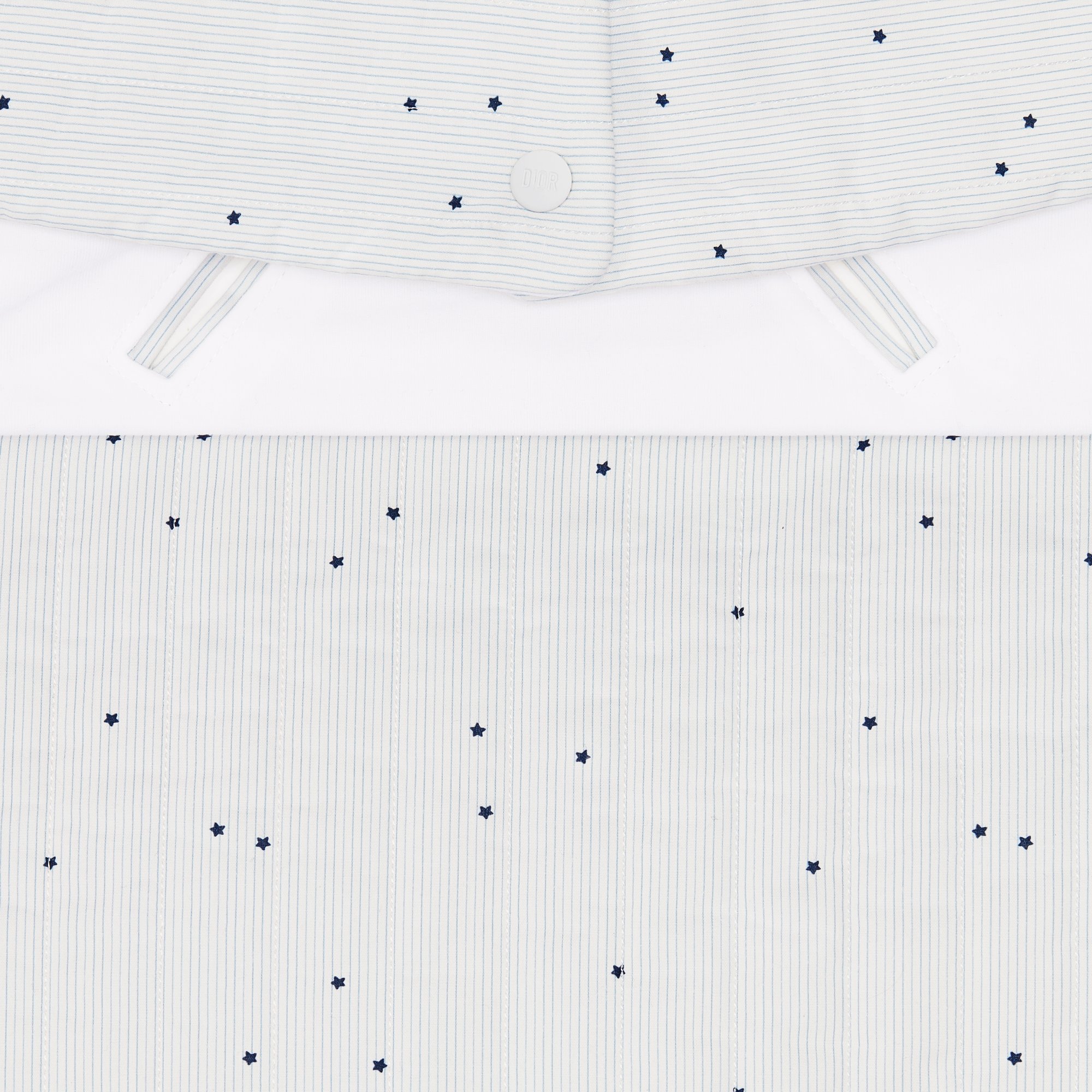 Sleeping Bag Ivory Quilted Cotton Poplin with Blue Stripes and Stars DIOR