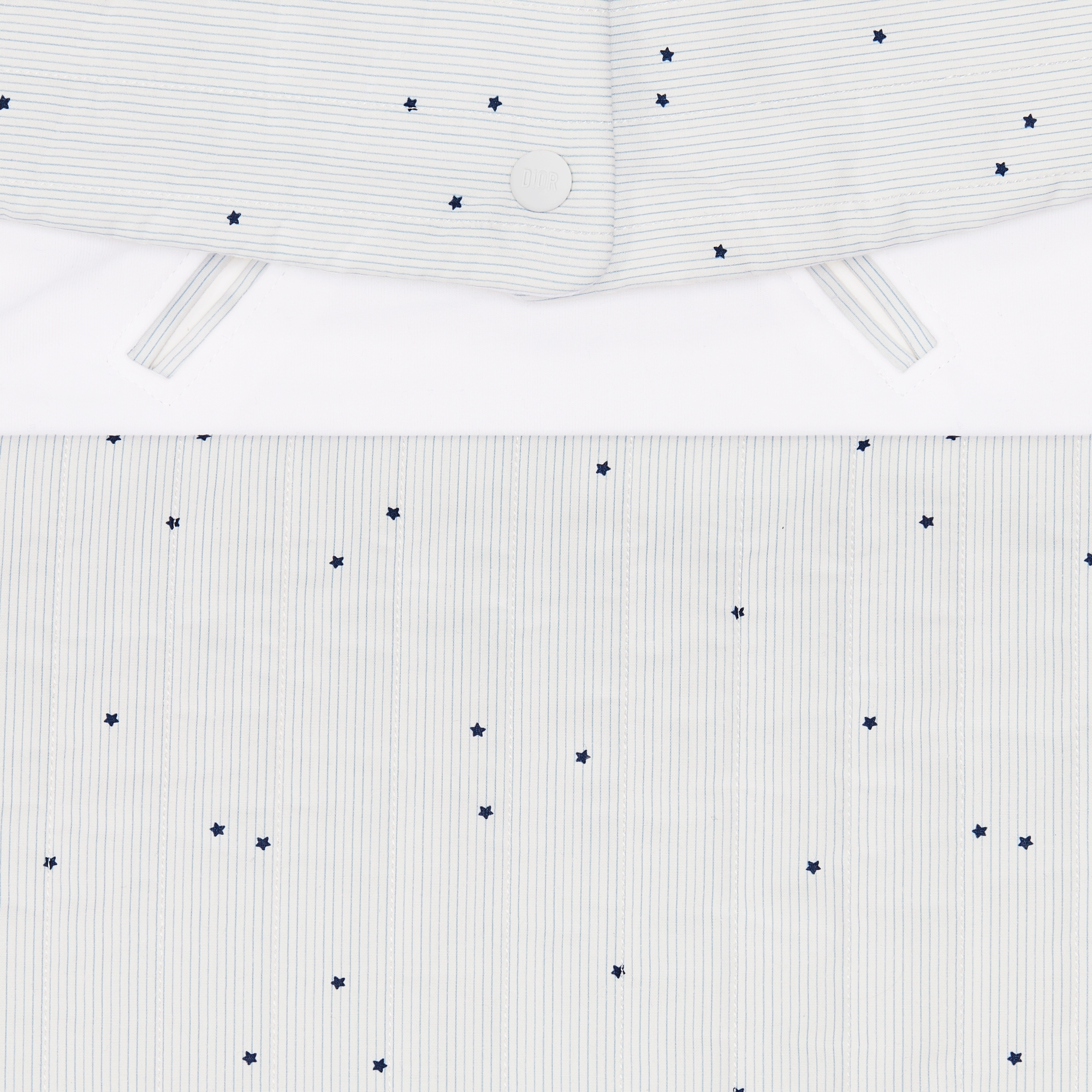 Babyschlafsack Gesteppter Baumwollpopelin in Elfenbeinfarbe mit Streifen und Sternen in Blau E09