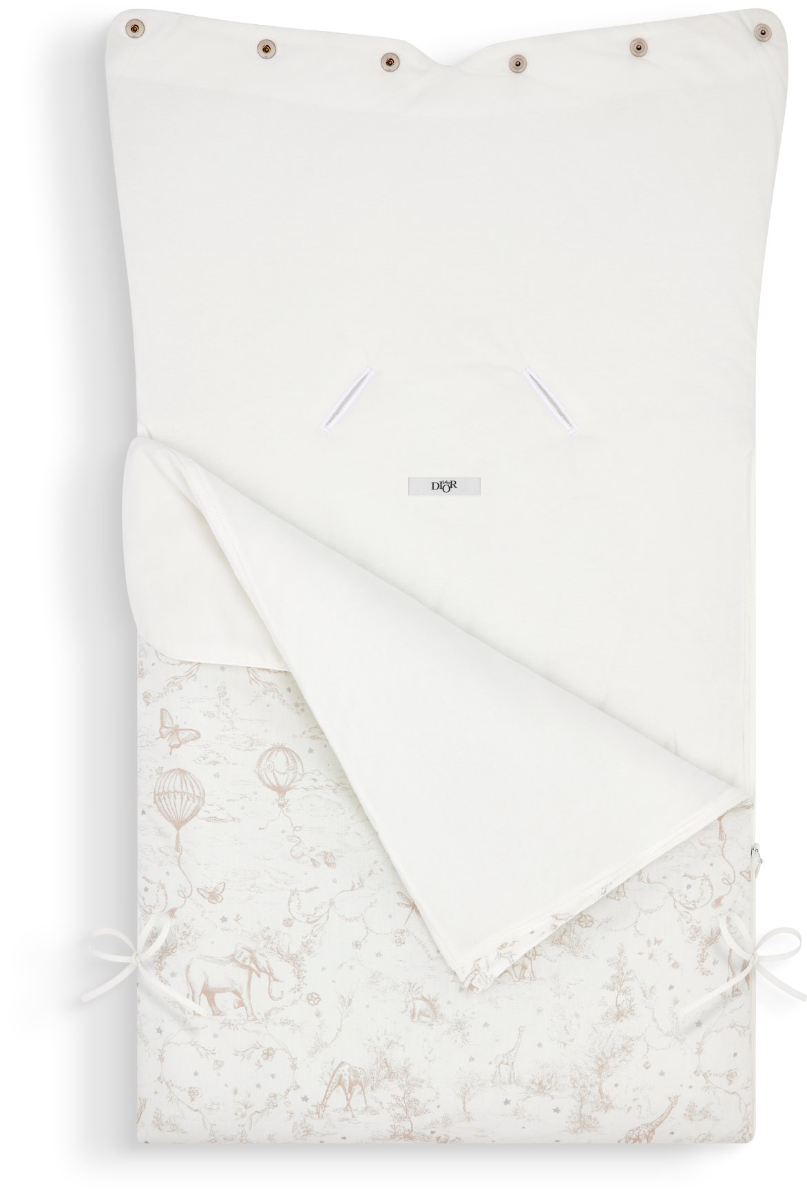 Sleeping Bag Ivory Cotton Poplin with Beige Toile de Jouy Print and Silver Tone Stars DIOR