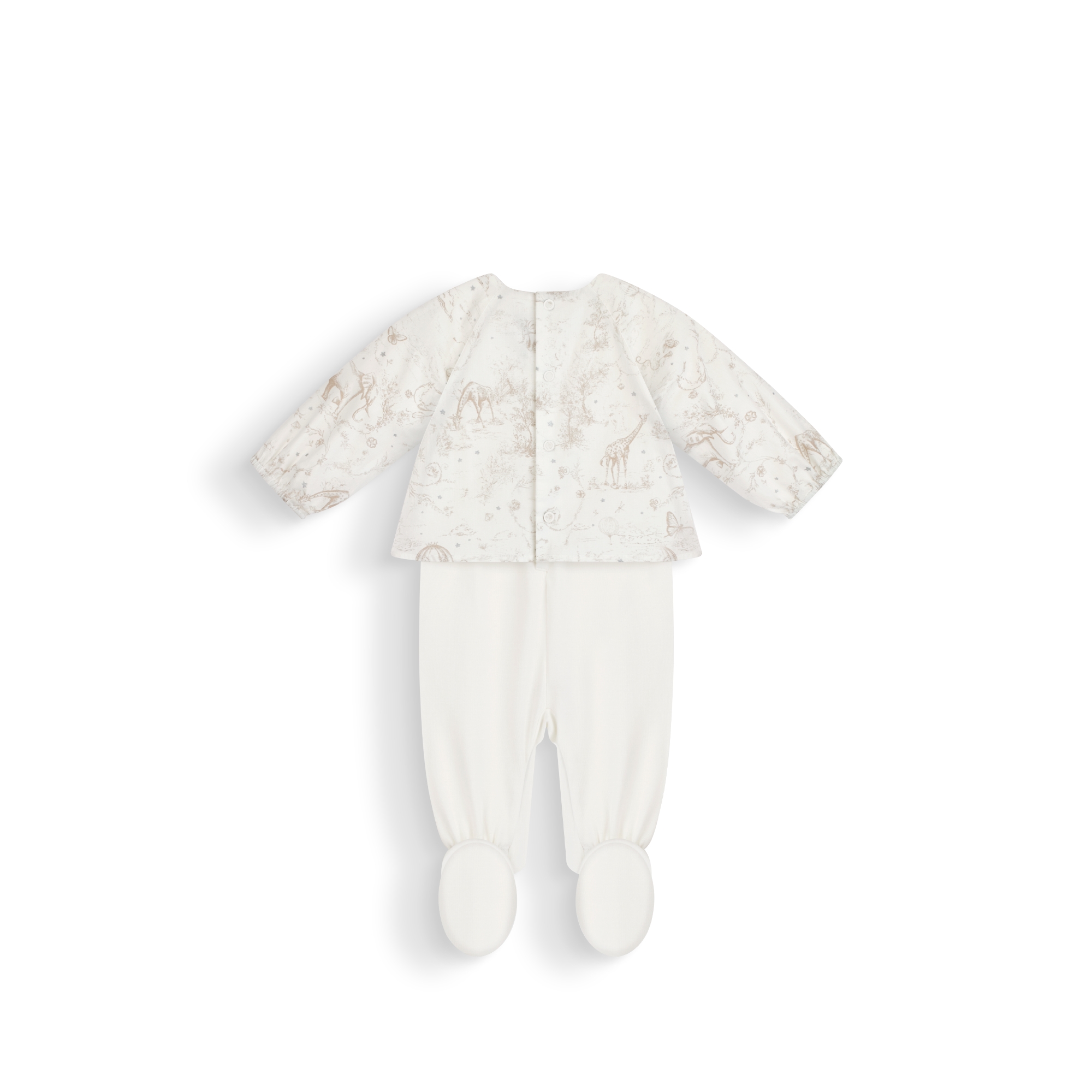 Newborn Gift Set Ivory Jersey and Cotton Poplin with Beige Toile de Jouy Print and Silver-Tone Stars E03