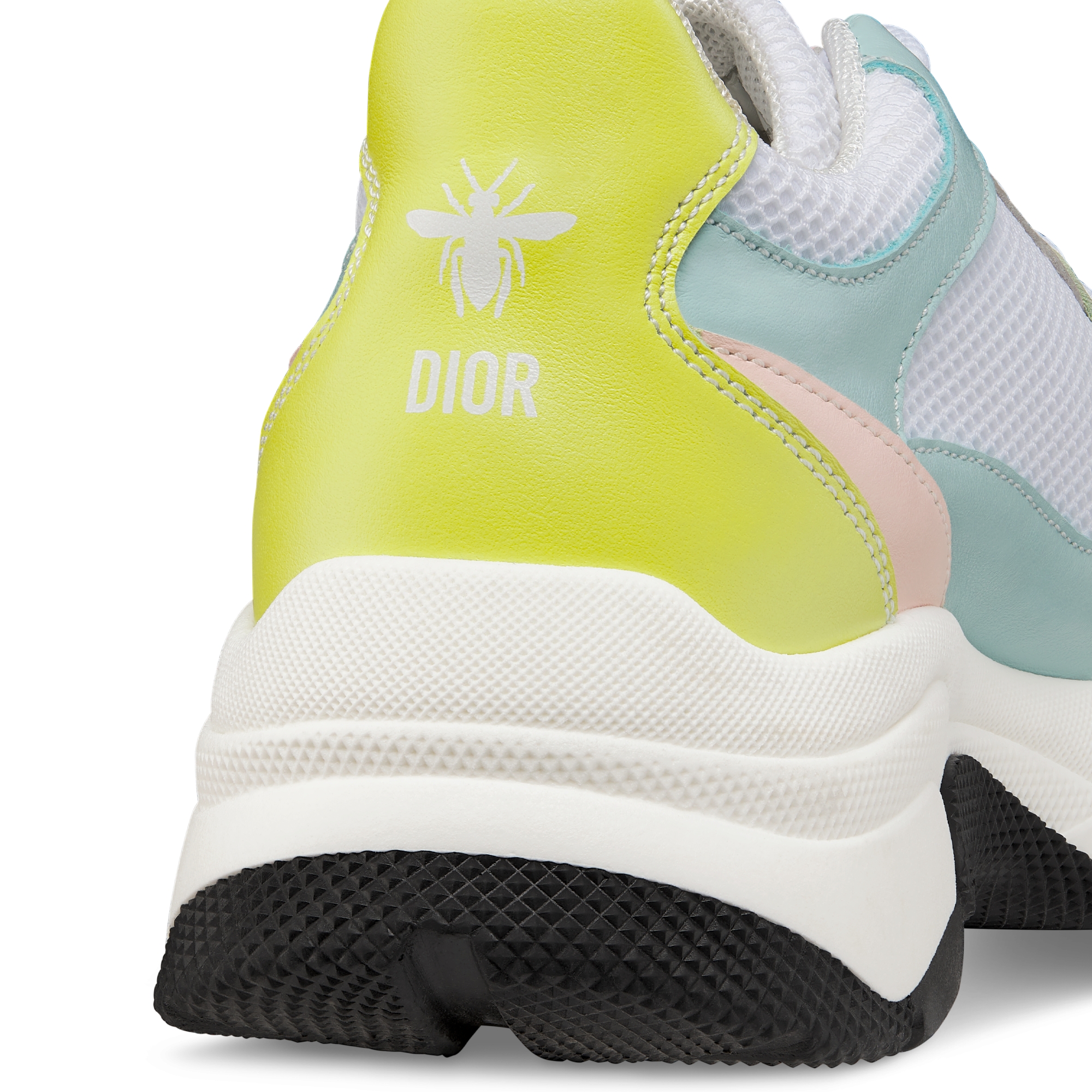 Kids' Low-Top Sneaker Pale Pink, Light Blue and Apple Green Calfskin with White Mesh E09