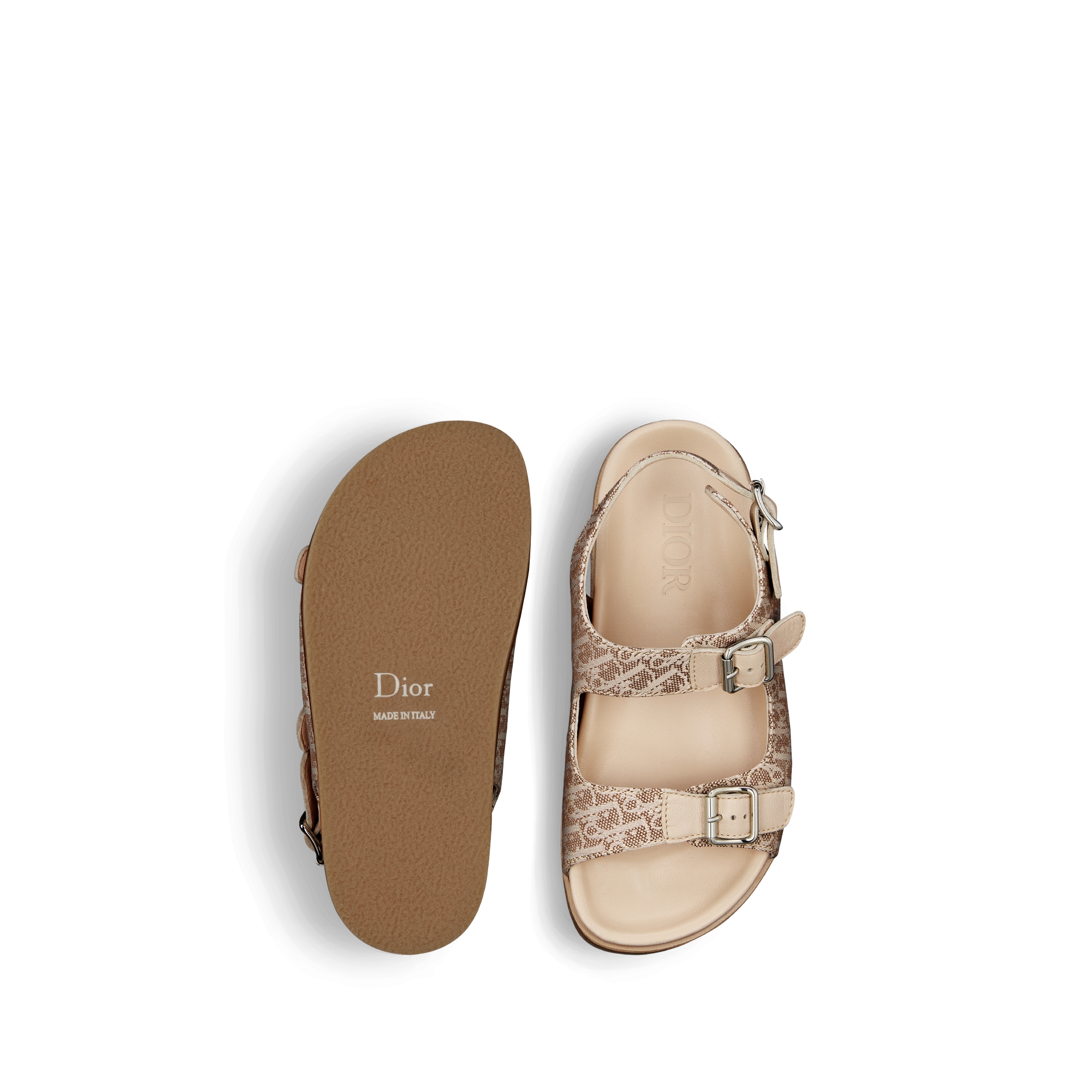 Kids' Sandal Beige Calfskin and Dior Oblique Canvas E07