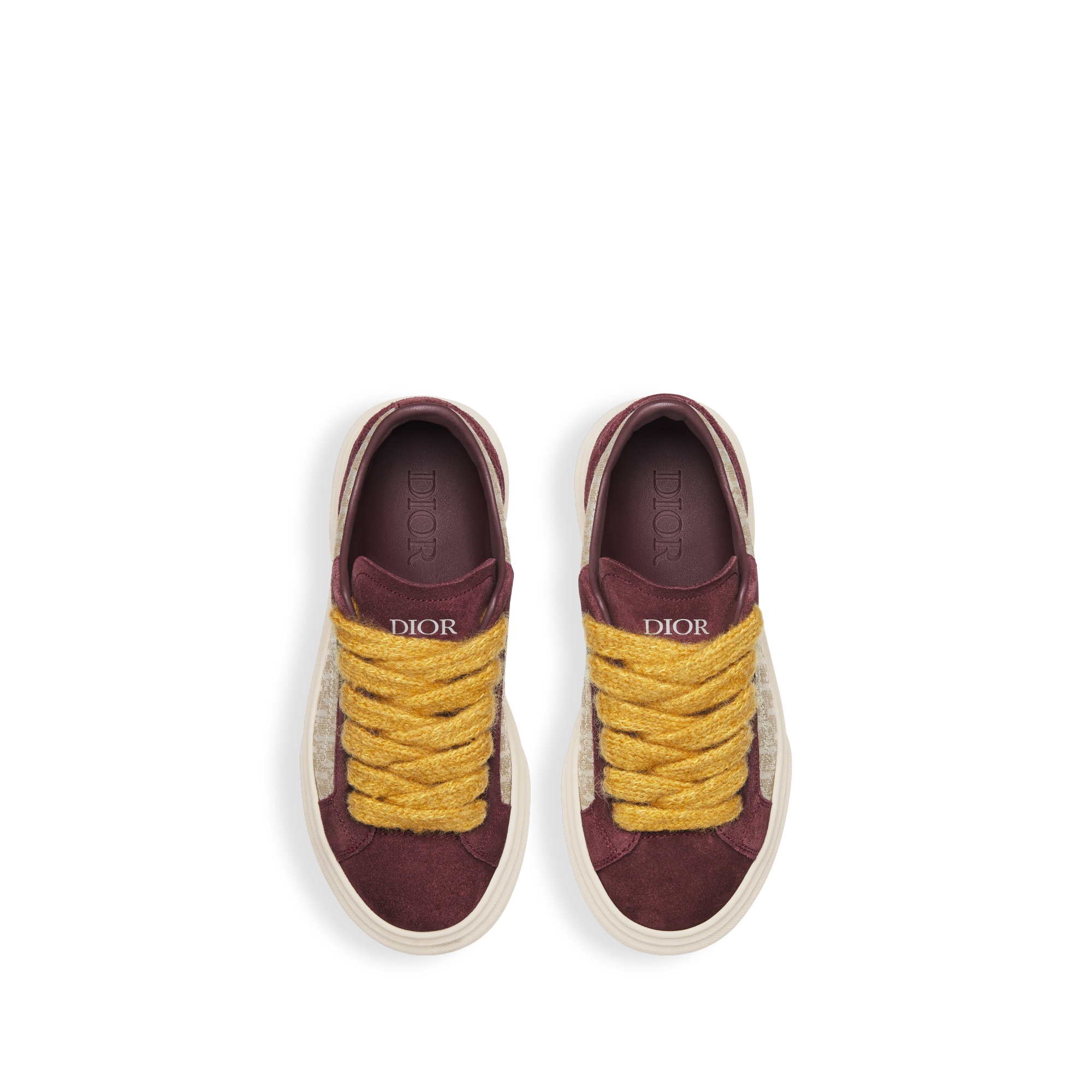 B33 Spin Low Top Sneaker für Kinder Dior Oblique Jacquard in Beige und Veloursleder in Bordeaux E06