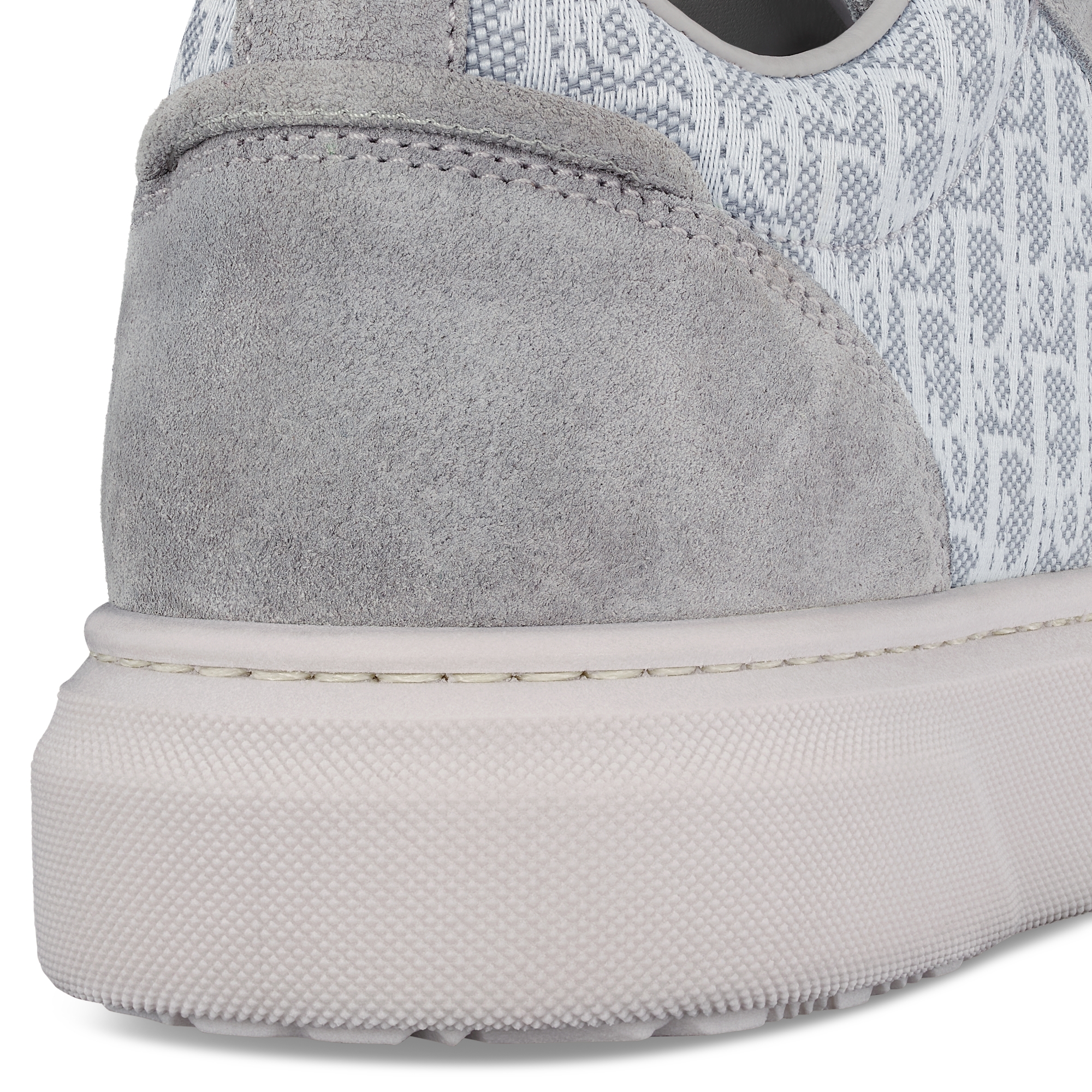 حذاء سنيكرز منخفض B33 Spin للأطفال نمط ديور أوبليك بحبك الجاكار باللون الرمادي وجلد سويد باللون الرمادي E09