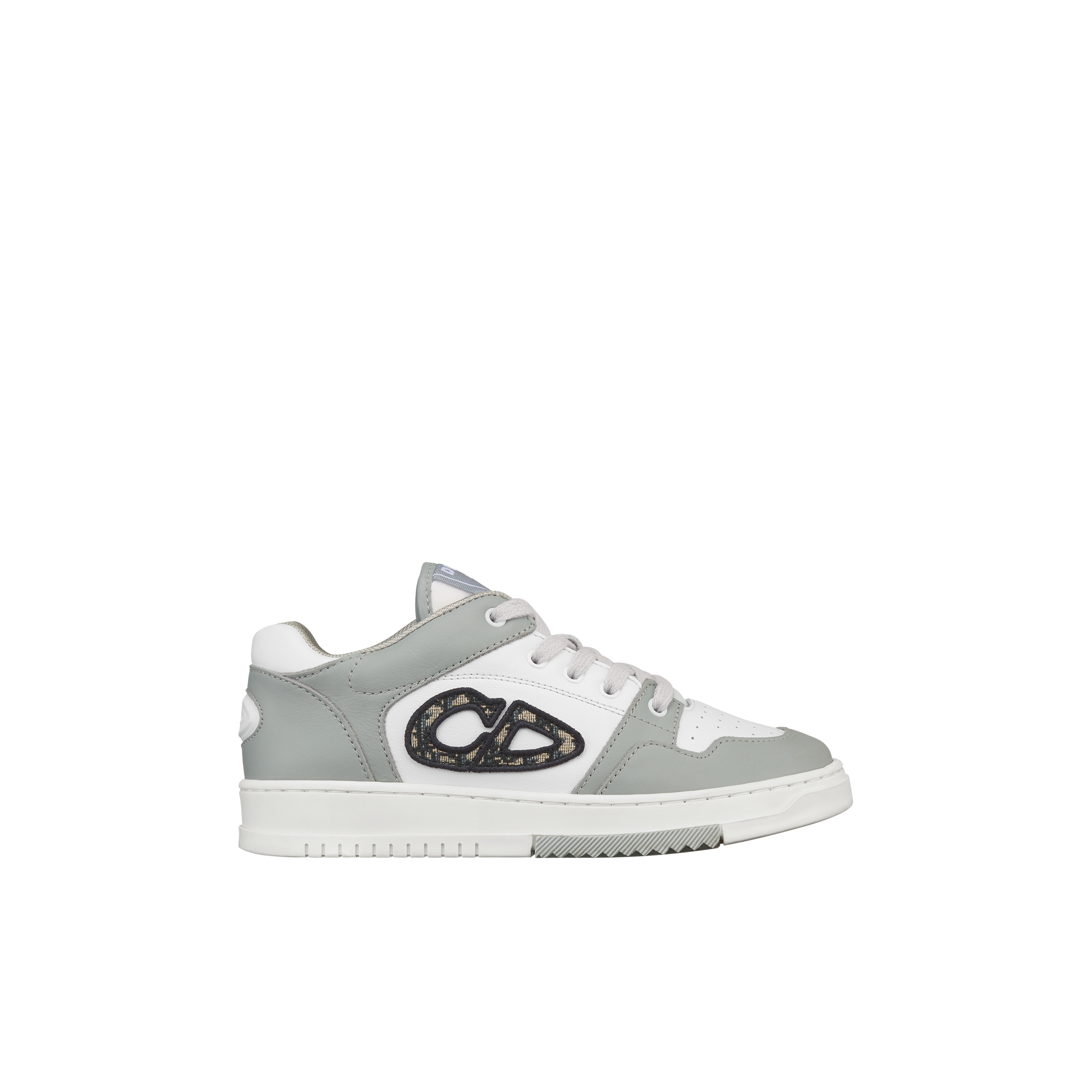 Kids' B57 Dribble Low-Top Sneaker Gray and White Smooth Calfskin with Beige and Black Dior Oblique Jacquard E02