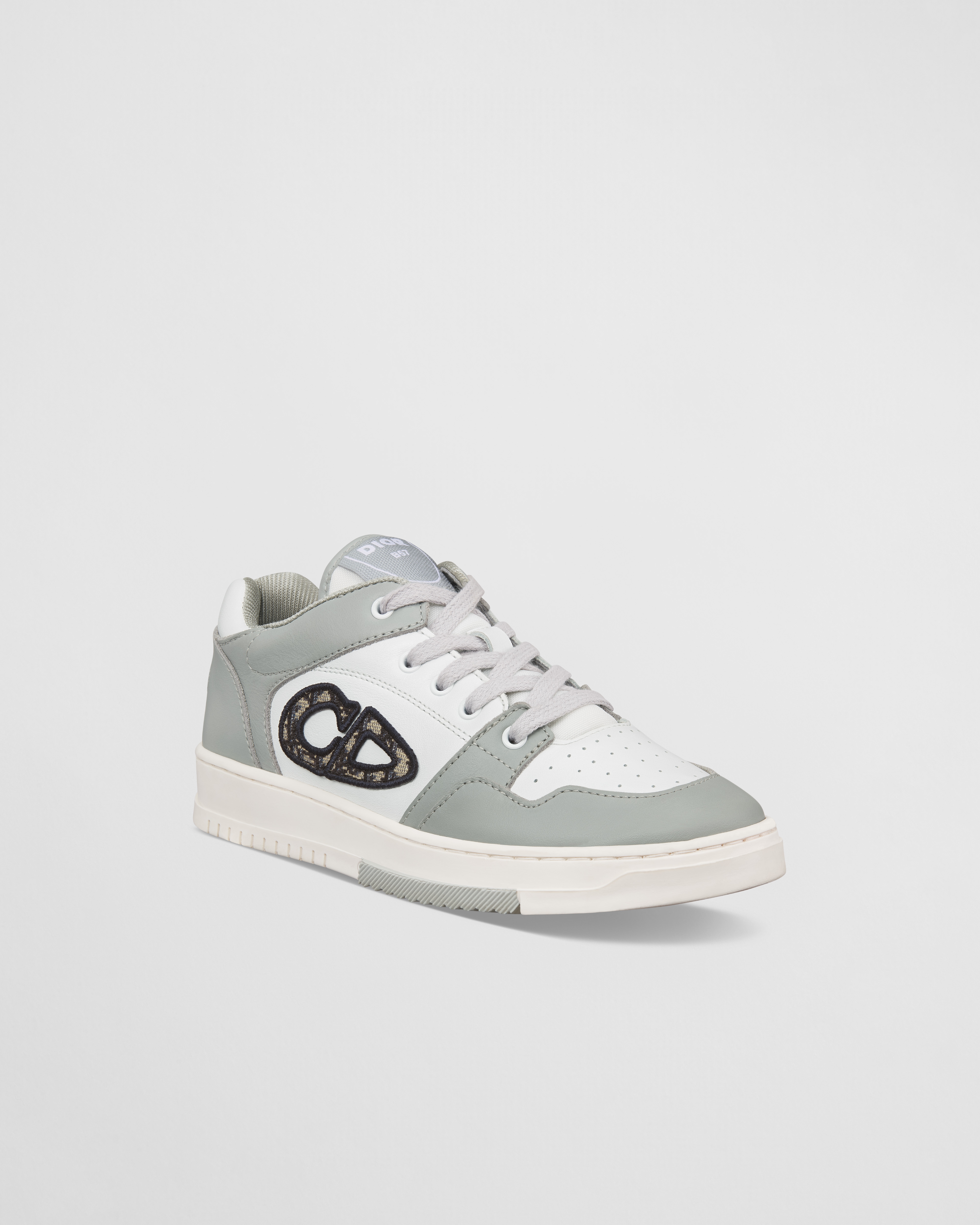 Kids' B57 Dribble Low-Top Sneaker Gray and White Smooth Calfskin
