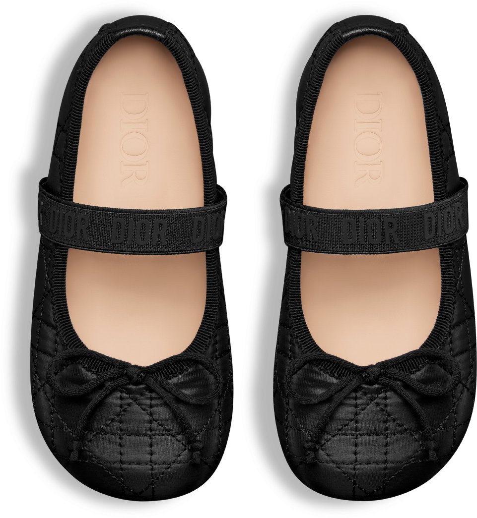 Baby Ballet Flat Black Cannage Technical Fabric DIOR