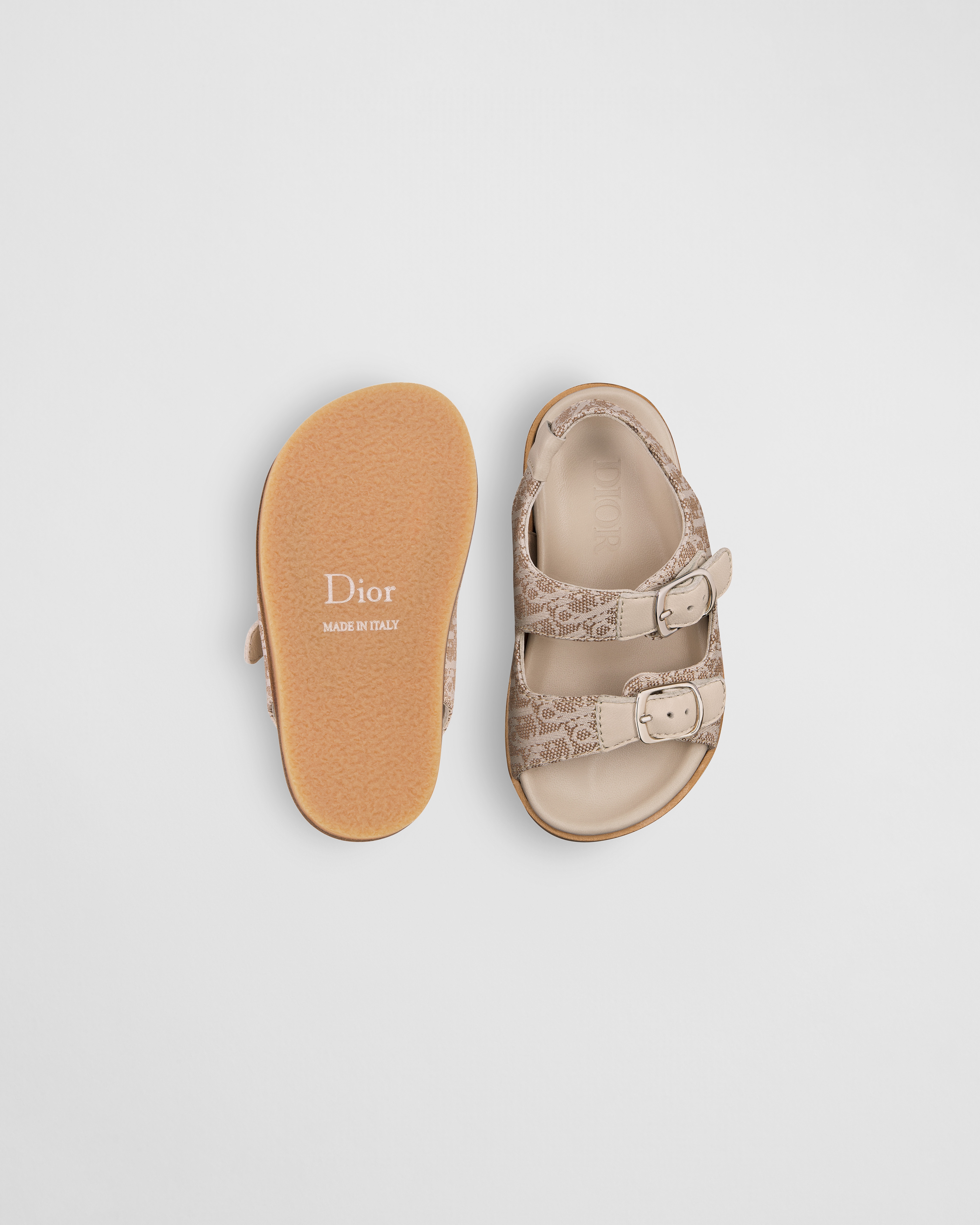 Baby Sandal Beige Calfskin and Dior Oblique Canvas E07