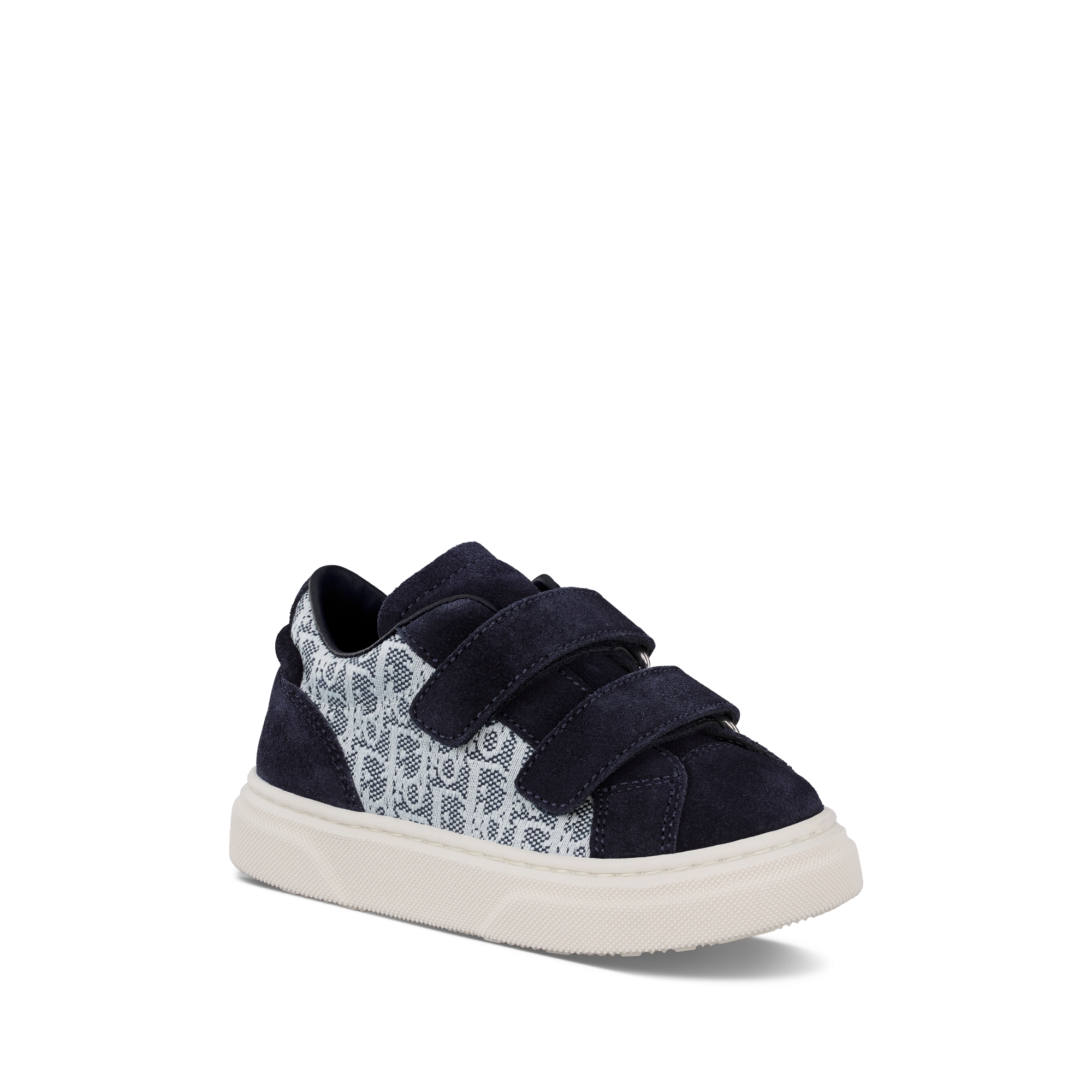 Baby B33 Spin Low-Top Sneaker Blue and White Dior Oblique Jacquard with Navy Blue Suede E03