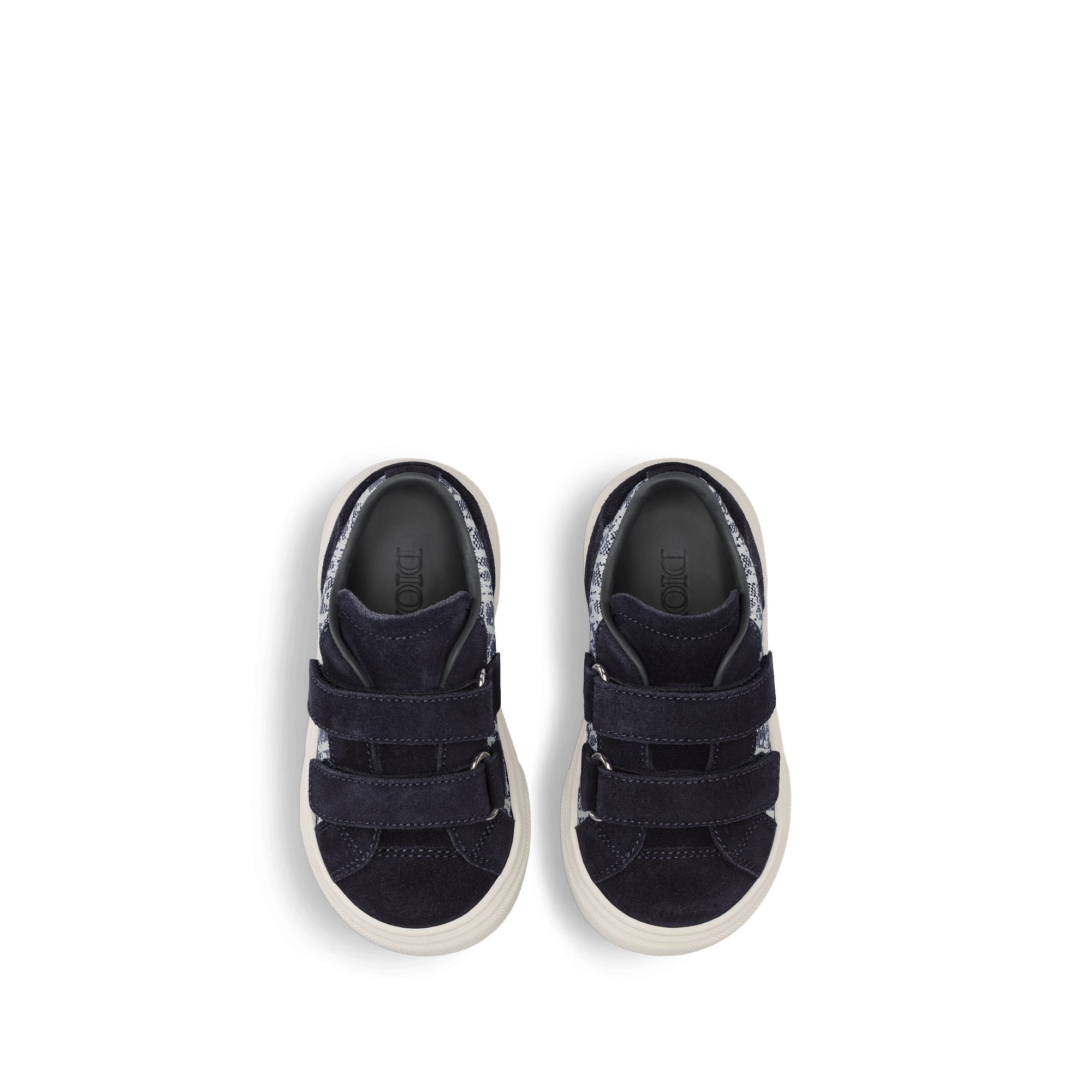 Baby B33 Spin Low-Top Sneaker Blue and White Dior Oblique Jacquard with Navy Blue Suede E06