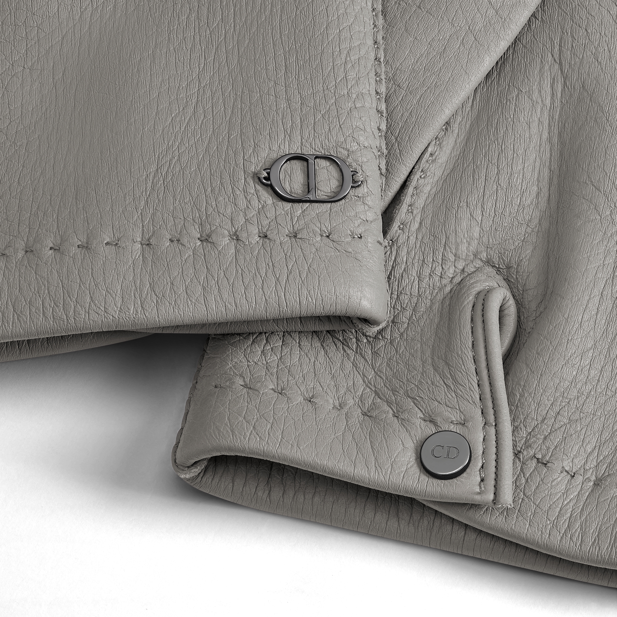 CD Icon Gloves Dior Gray Grained Leather E09