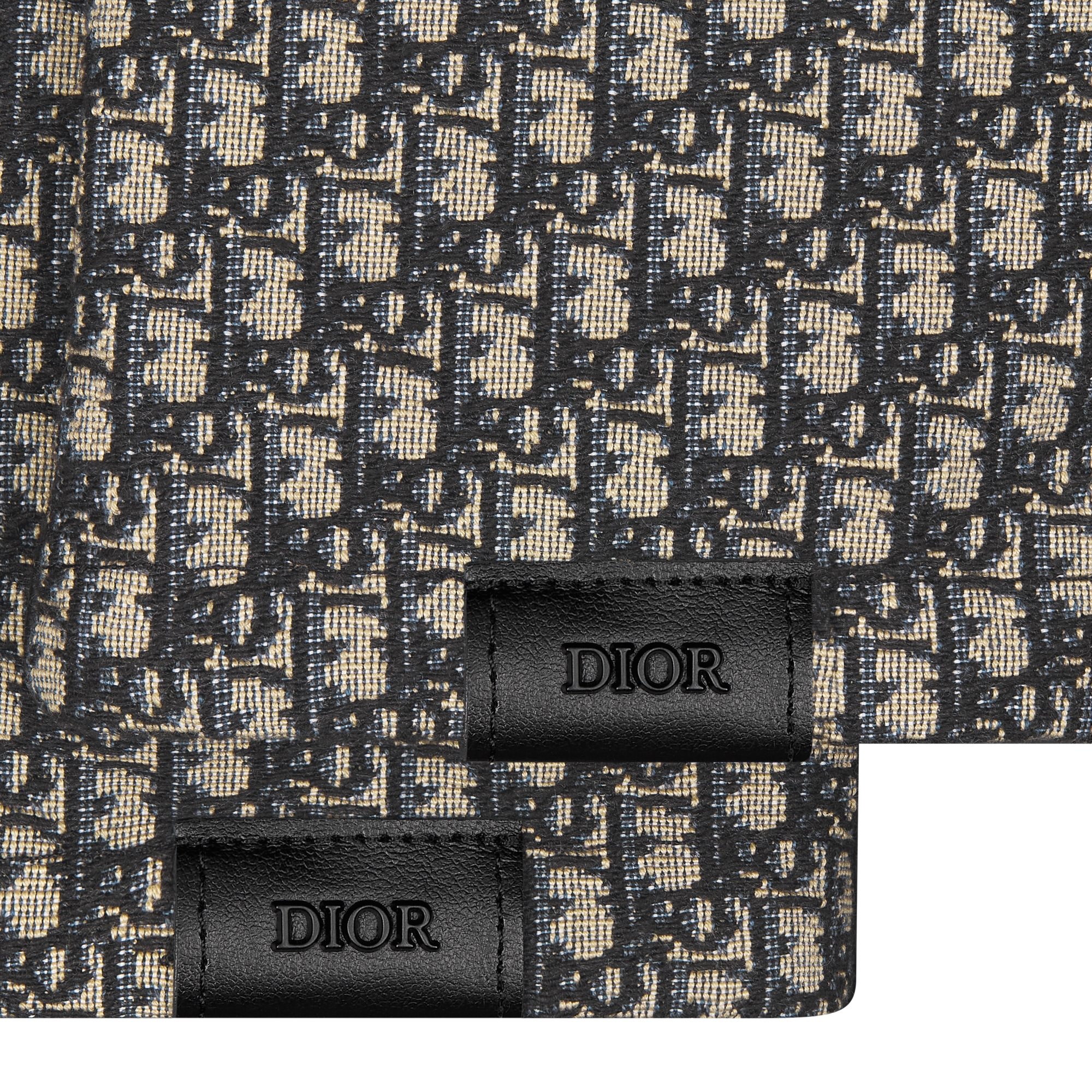 장갑 블랙 그레인 가죽 & 베이지, 블랙 Dior Oblique 마이크로 자카드 E09