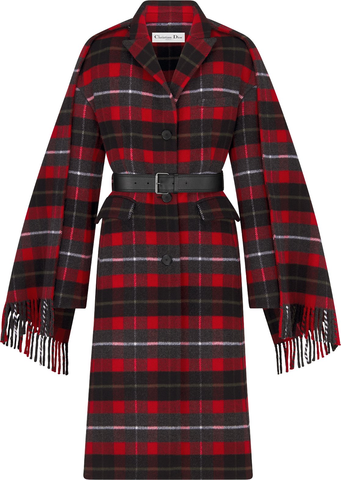 Belted Coat with Removable Scarf Unfolded view