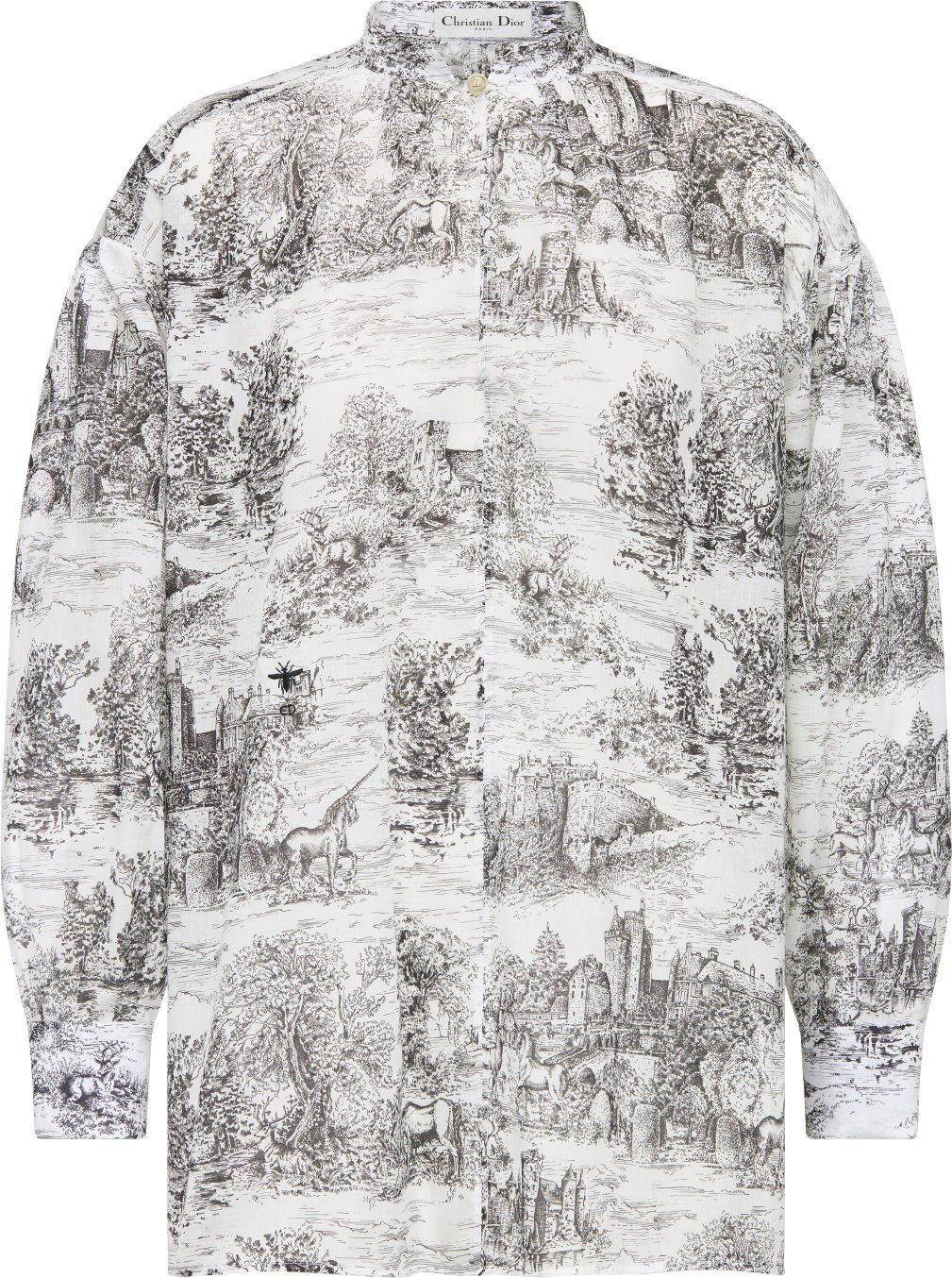 Mid-Length Belted Skirt White Cotton Muslin with Black Toile de Jouy  Scotland Motif | DIOR