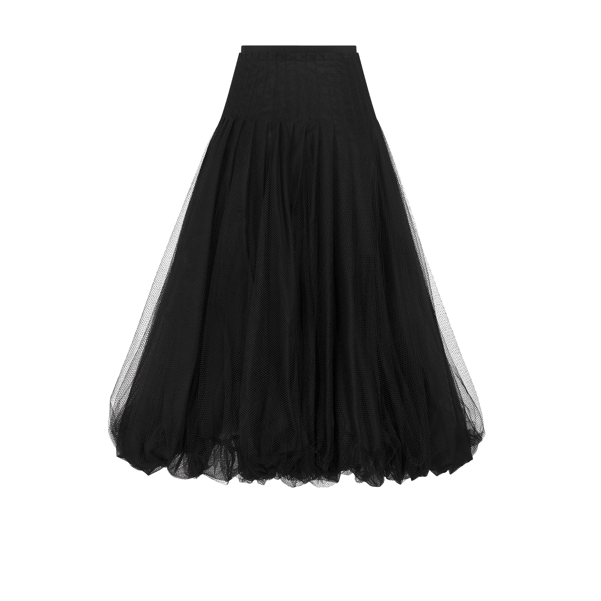 Mid-Length Balloon Skirt Black Tulle E08