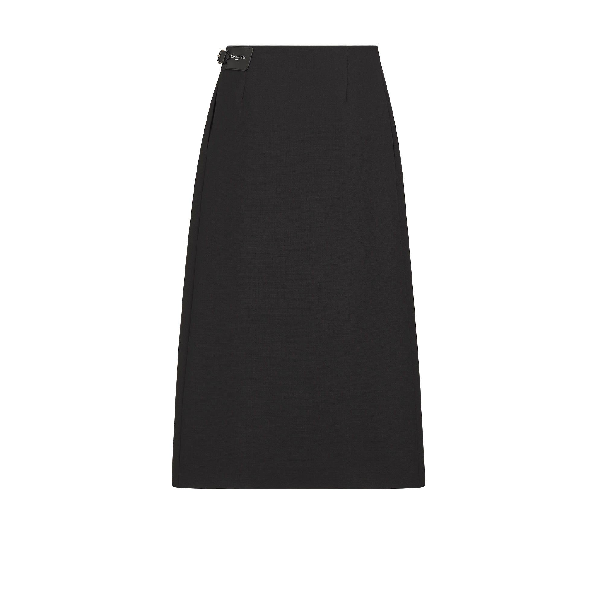 Mid-Length Wrap Skirt Black Wool and Mohair E08
