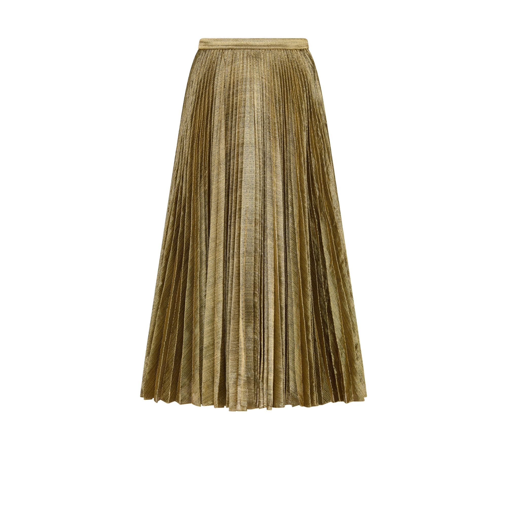 Dior Or Mid-Length Pleated Skirt Gold-Tone Technical Fabric E01