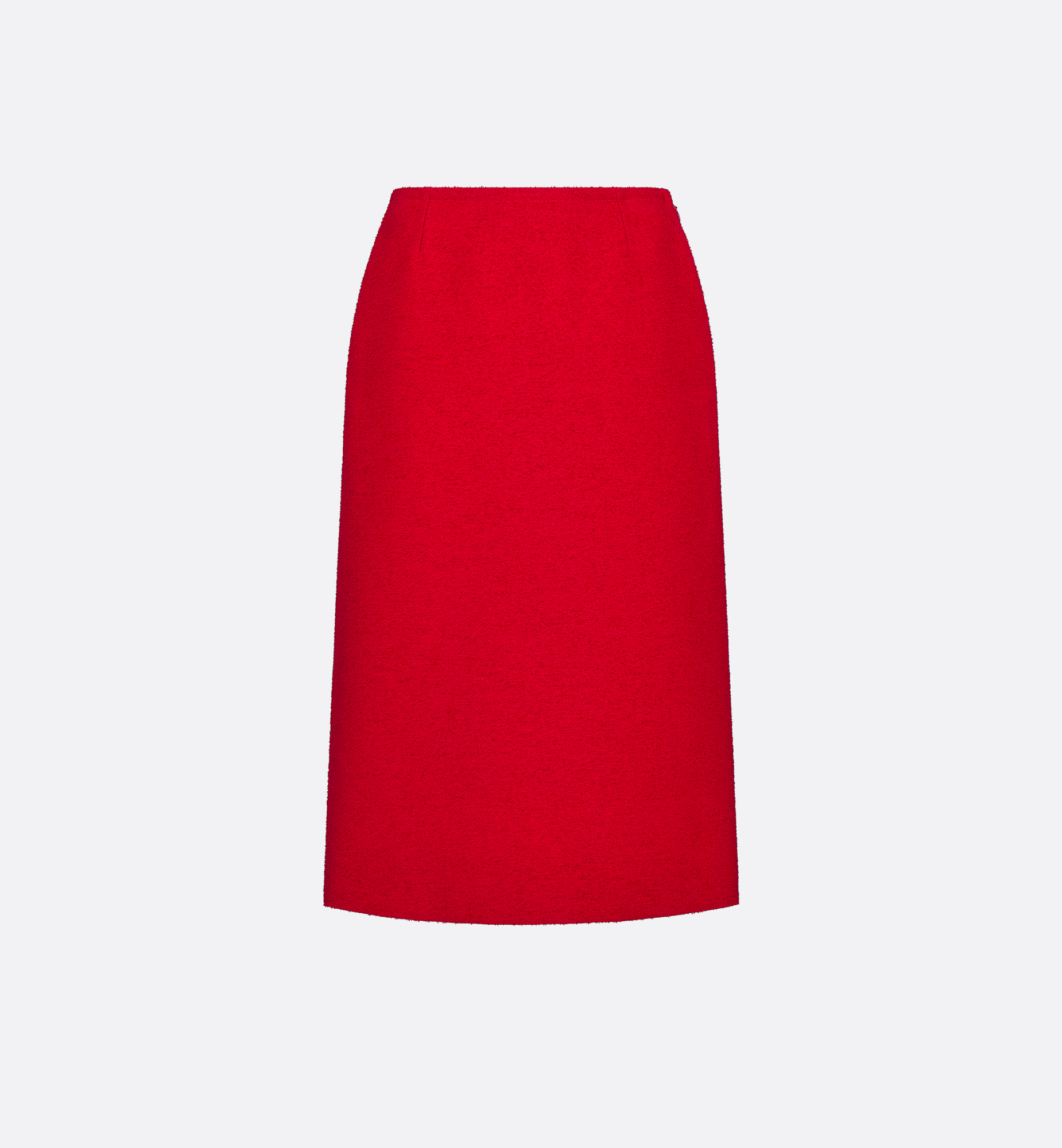Mid-Length Straight-Cut Skirt Bright Red Virgin Wool and Mid-Length Straight-Cut Skirt Bright Red Virgin Wool and