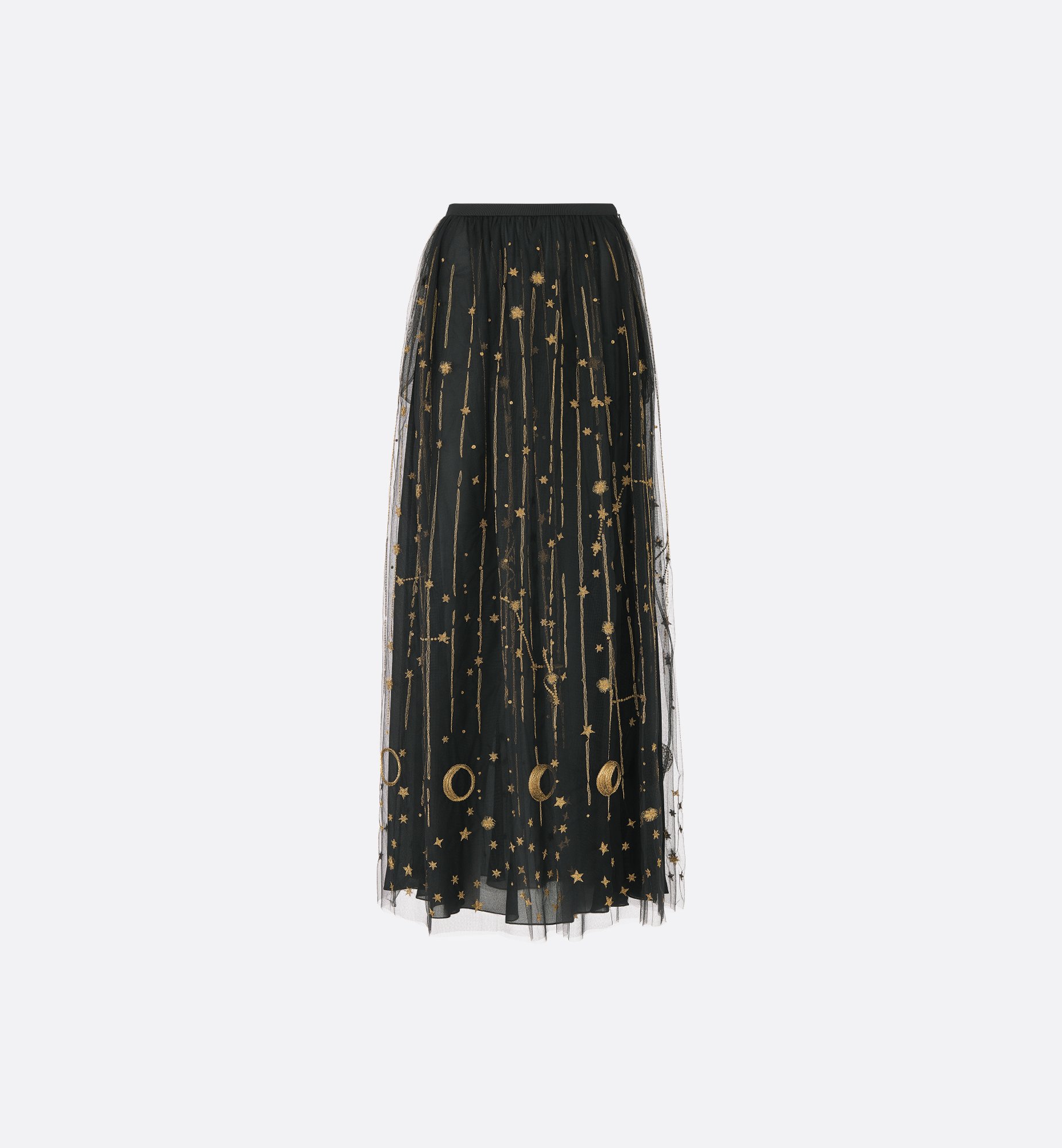 Long Pleated Skirt Black Technical Tulle with Gold-Tone Dior Long Pleated Skirt Black Technical Tulle with Gold-Tone Dior