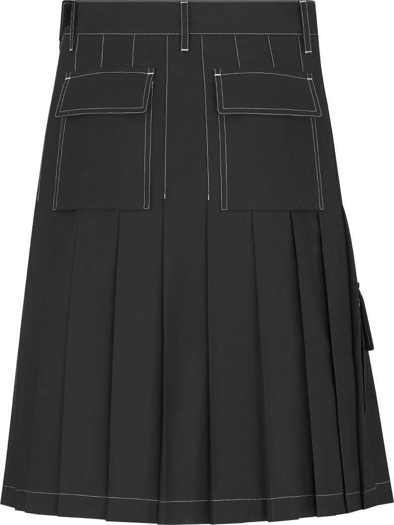 Pleated Wrap Skirt Black Cotton Gabardine DIOR