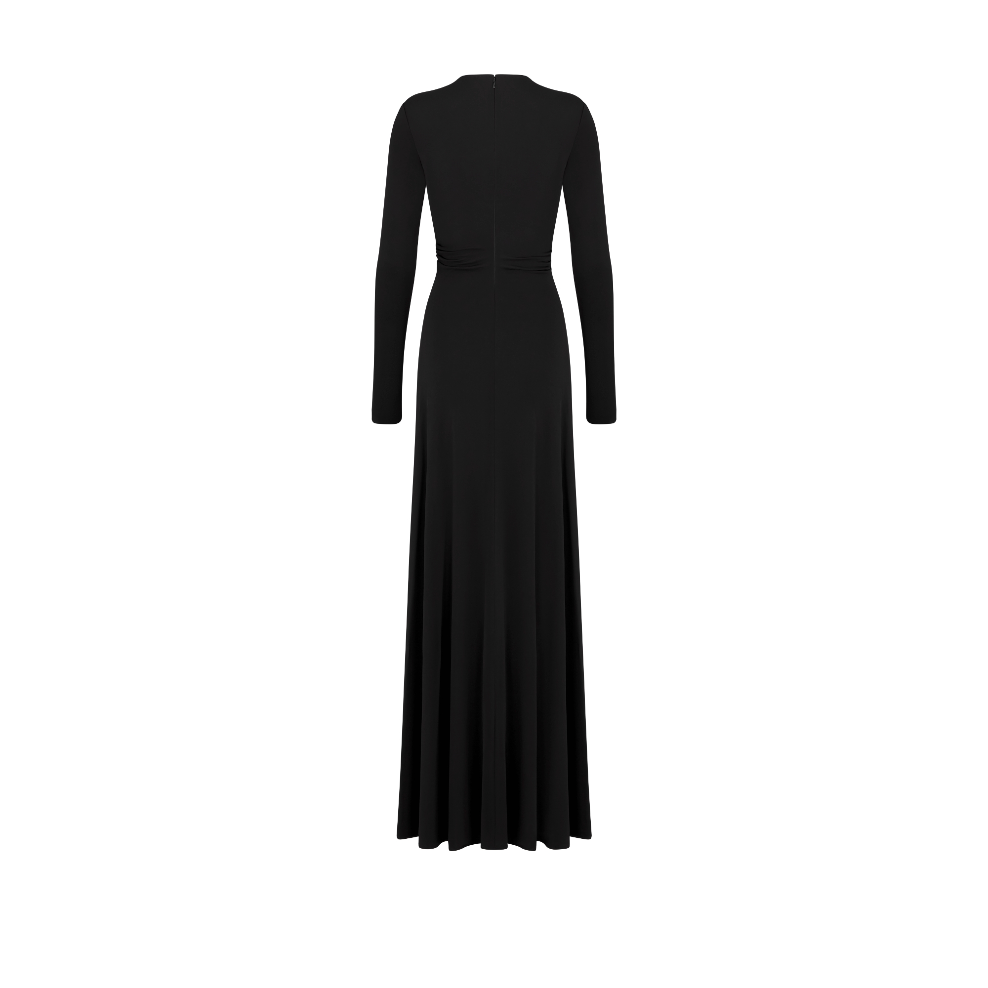 Pleated Long Dress Black Technical Jersey E08
