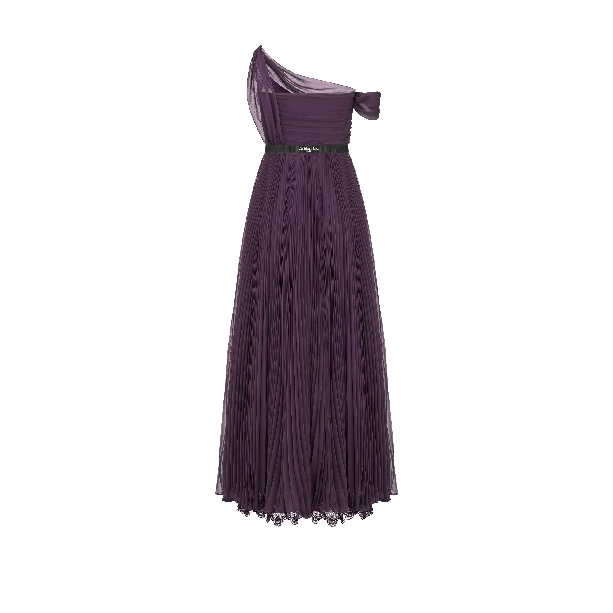 Long Pleated Dress with Belt