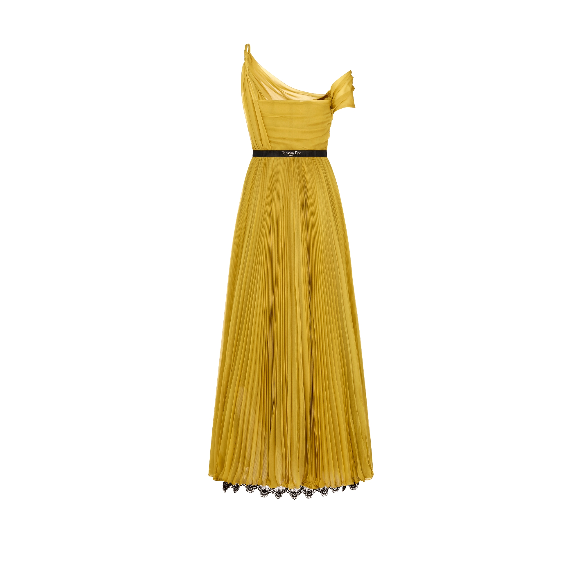 Long Pleated Dress with Belt