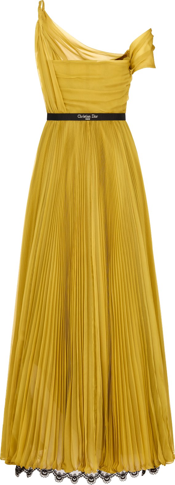 Long Pleated Dress with Belt Back view