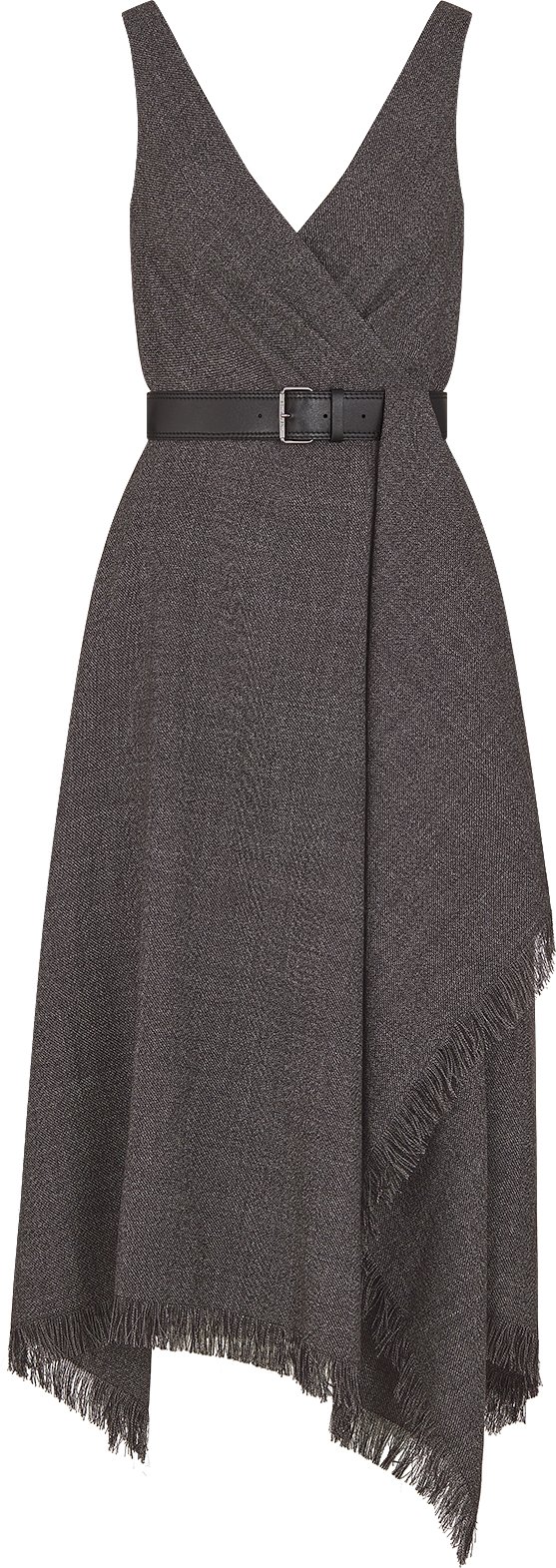 Mid-Length Draped Dress with Belt Front view Front view