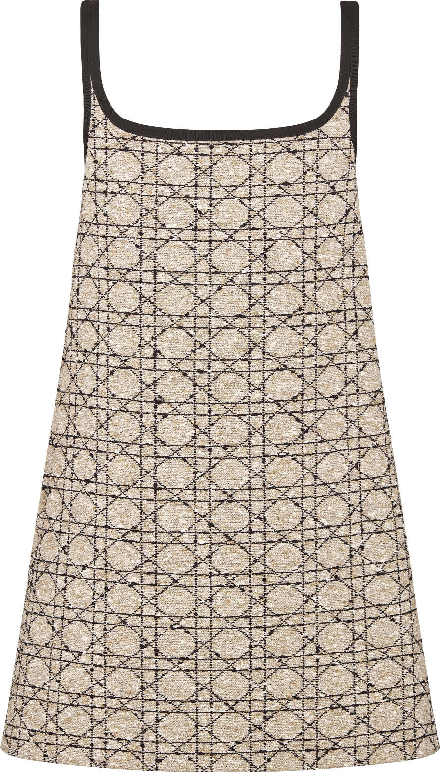 Short Flared Cannage Dress Beige and Black Cotton Blend Tweed DIOR