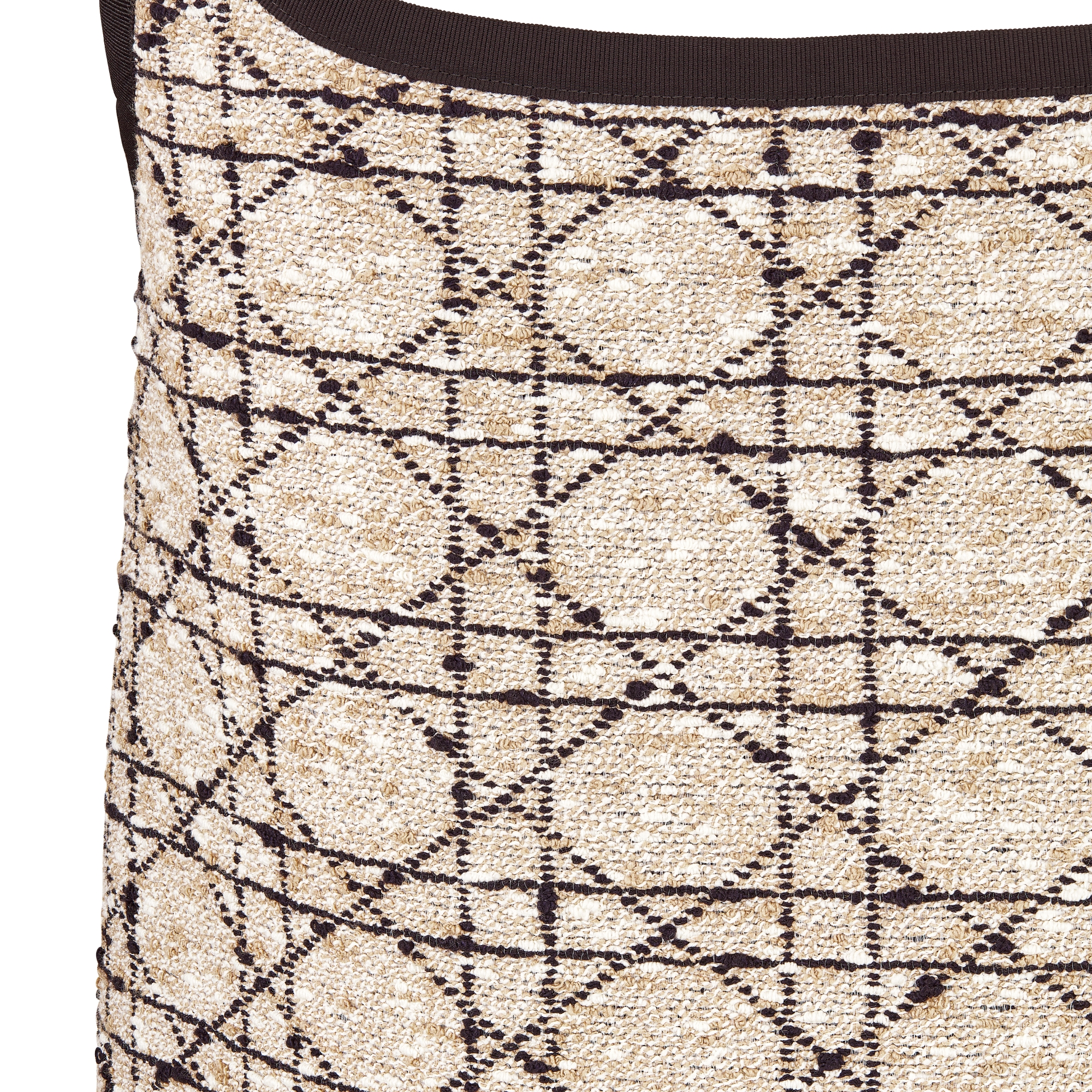 Short Flared Cannage Dress Beige and Black Cotton-Blend Tweed E09