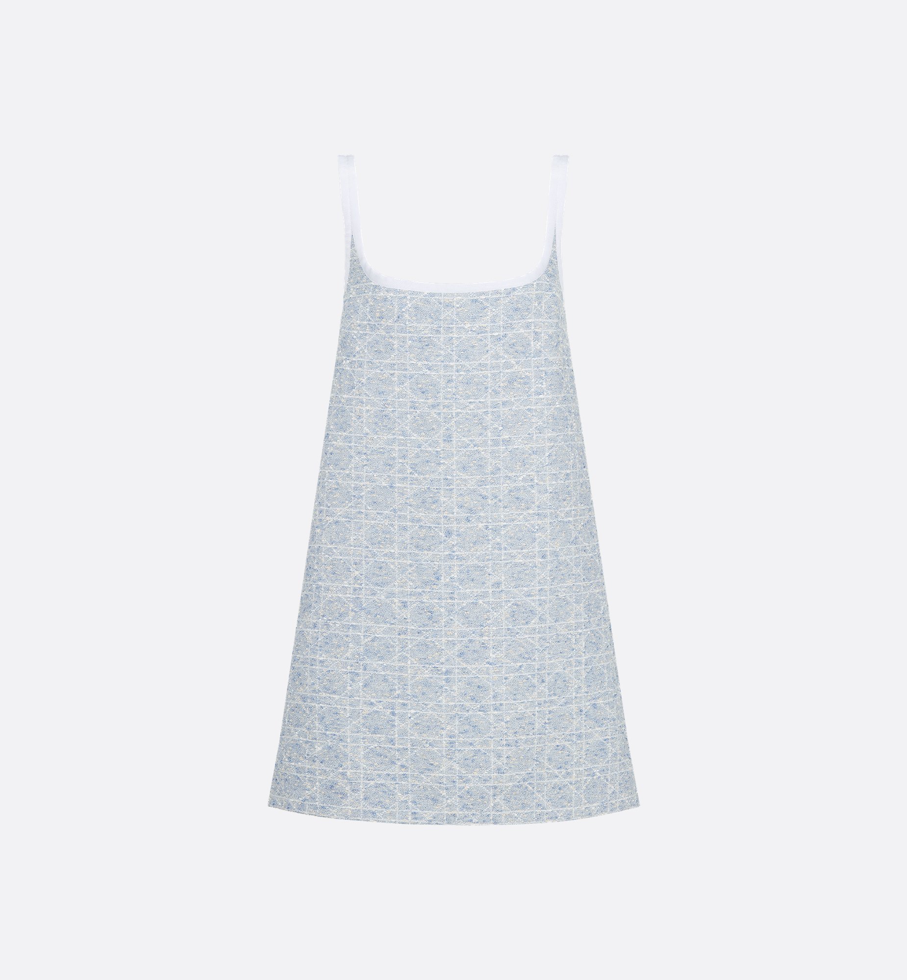 Short Flared Cannage Dress Beige and Black Cotton-Blend Short Flared Cannage Dress Beige and Black Cotton-Blend
