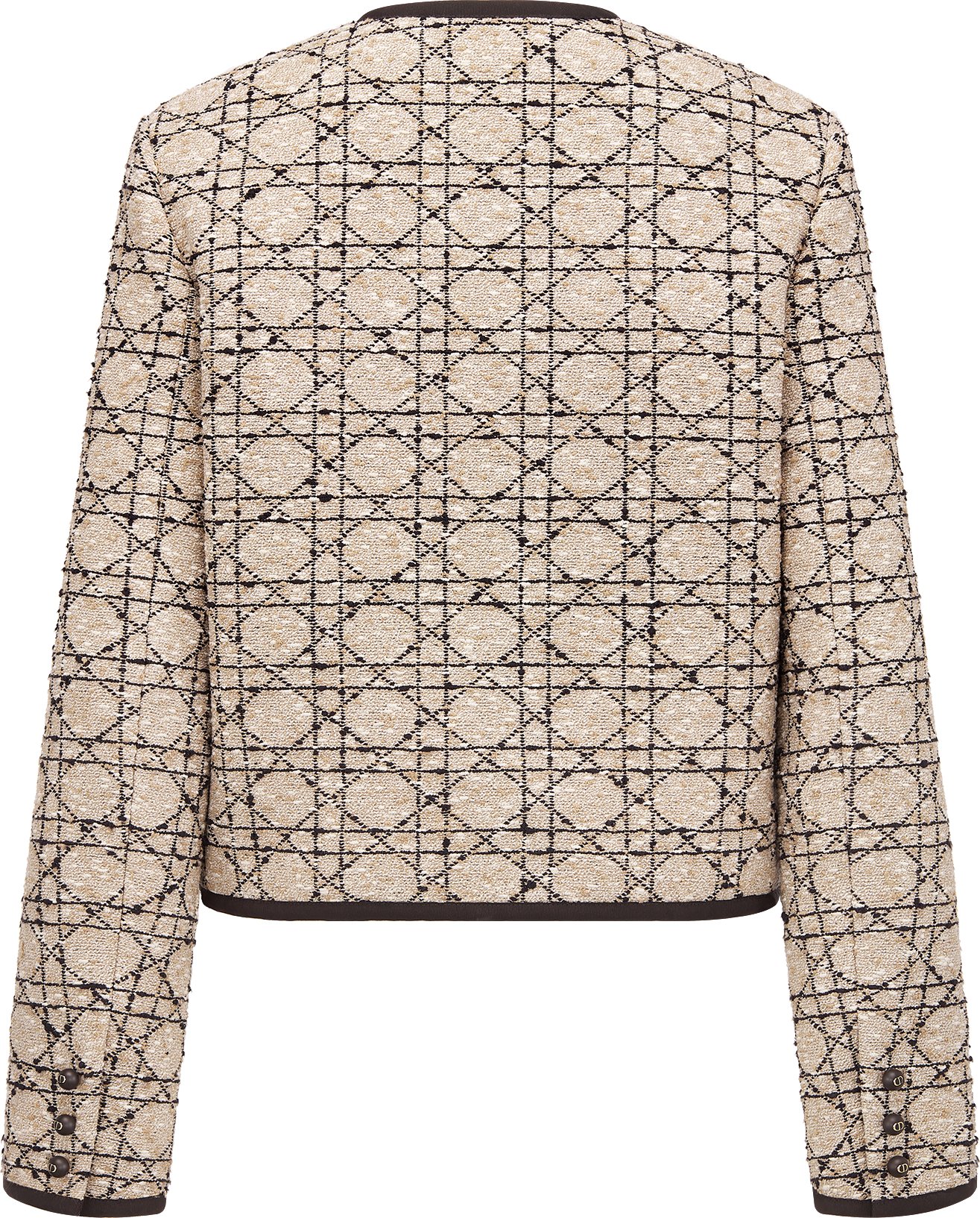 Cannage Cropped Jacket Beige and Black Cotton-Blend Tweed | DIOR