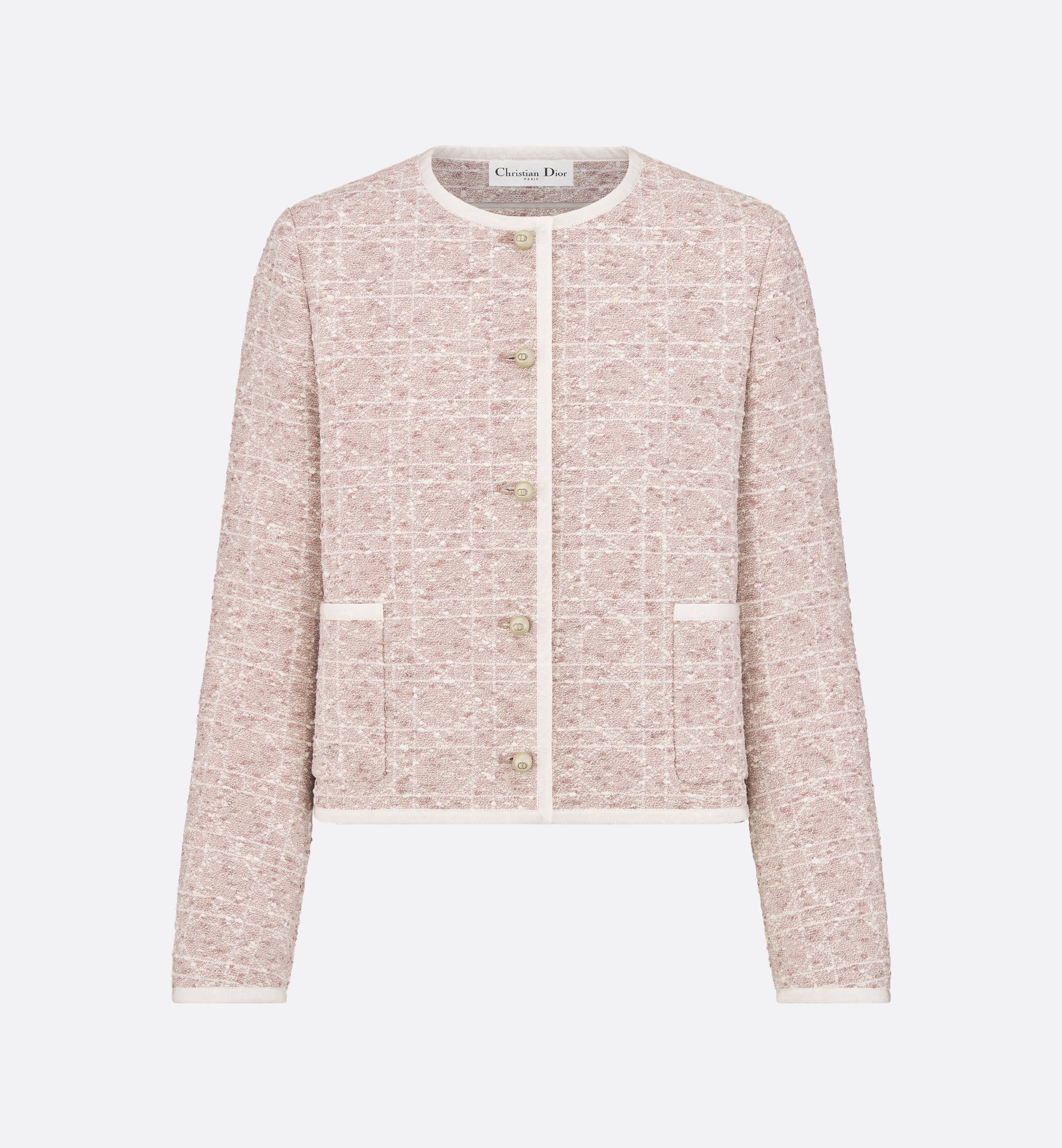 Cannage Cropped Jacket Blue Cotton-Blend Tweed | DIOR Cannage Cropped Jacket Blue Cotton-Blend Tweed | DIOR