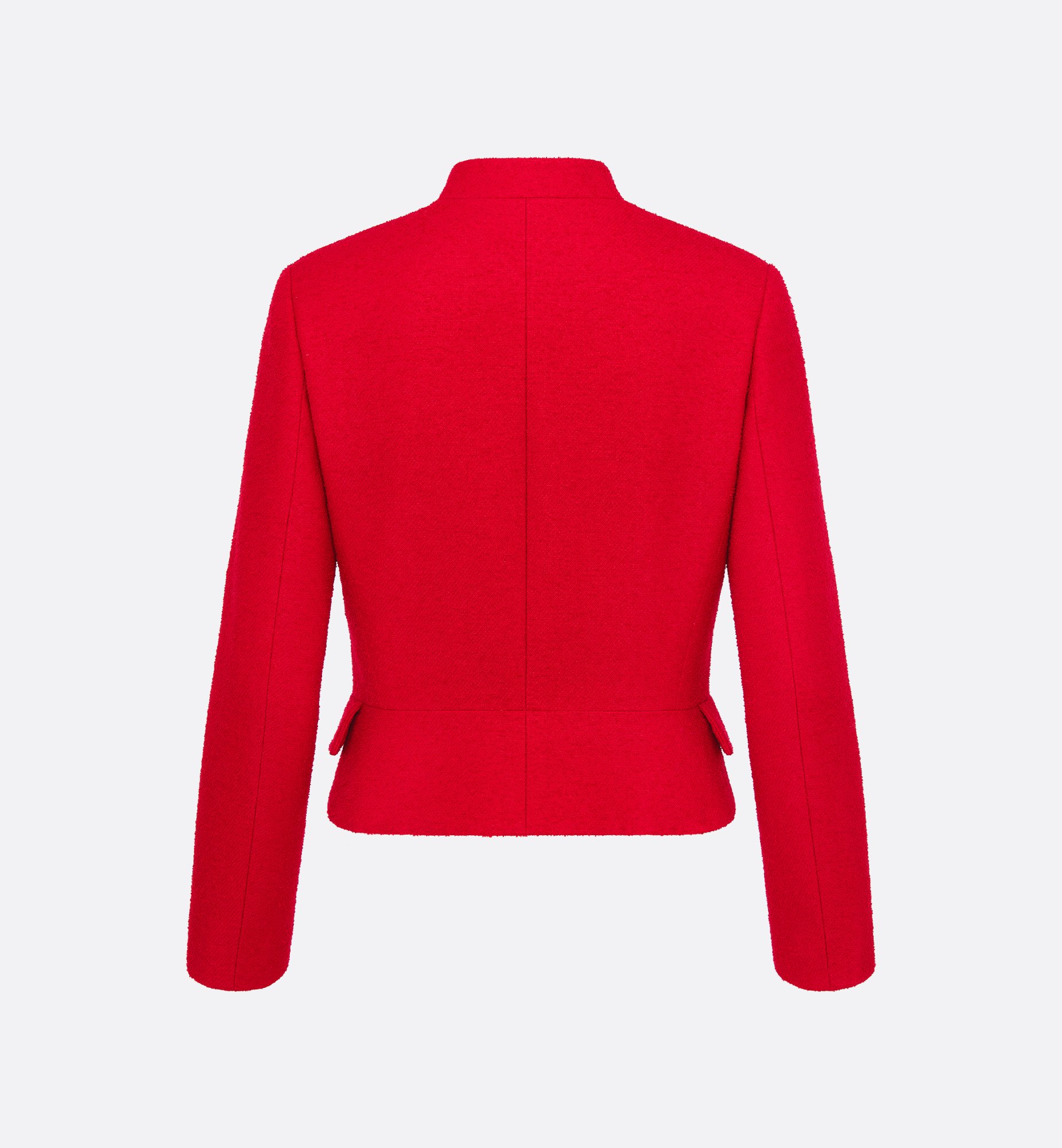 Cropped Jacket Bright Red Virgin Wool and Cotton Bouclé Cropped Jacket Bright Red Virgin Wool and Cotton Bouclé