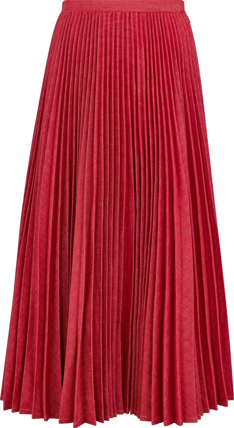 Pleated Mid-Length Skirt Bright Red Cotton Denim | DIOR