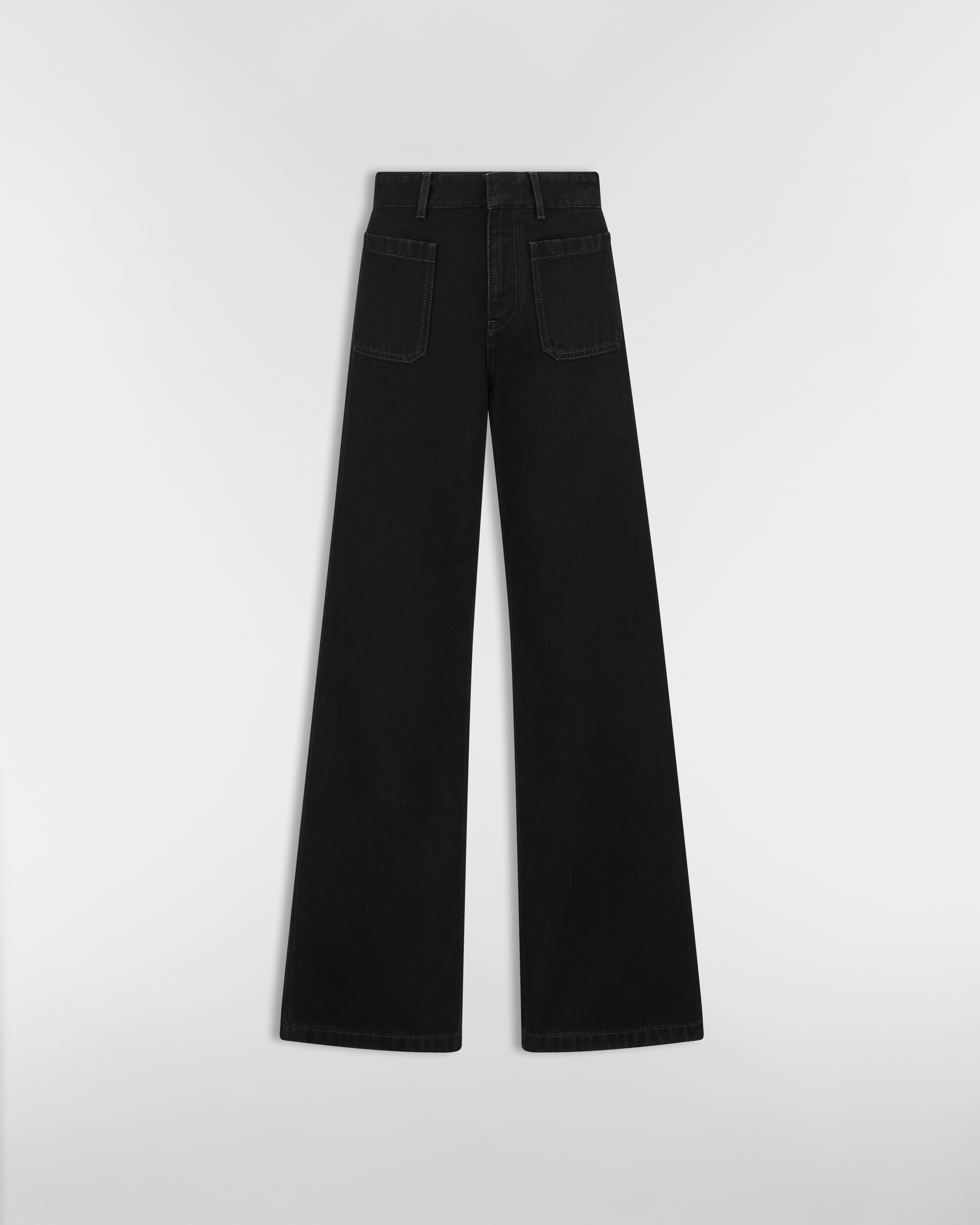 Jean évasé Denim de coton noir E01