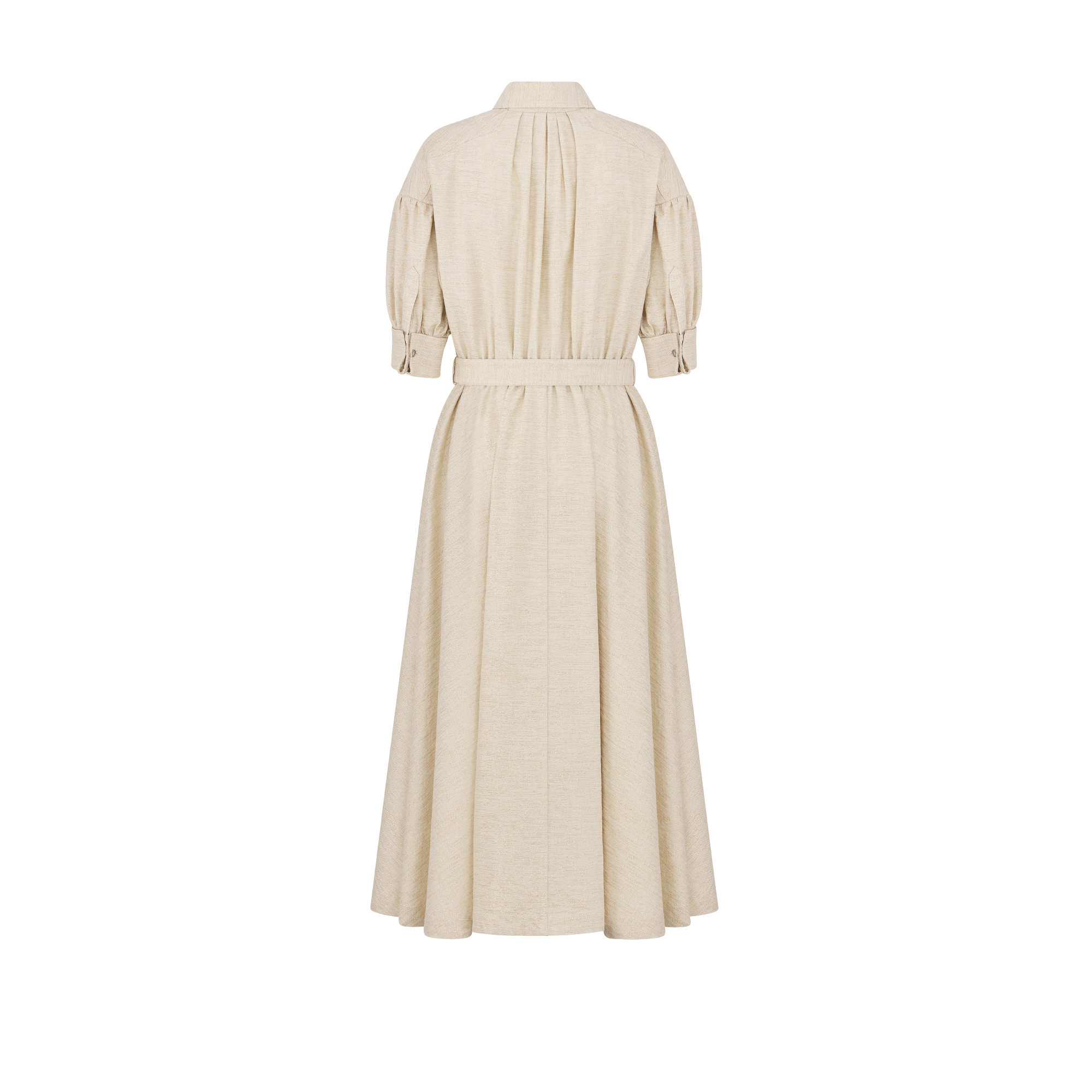 Dior Or Mid-Length Flared Dress Gold-Tone Cotton Denim E08