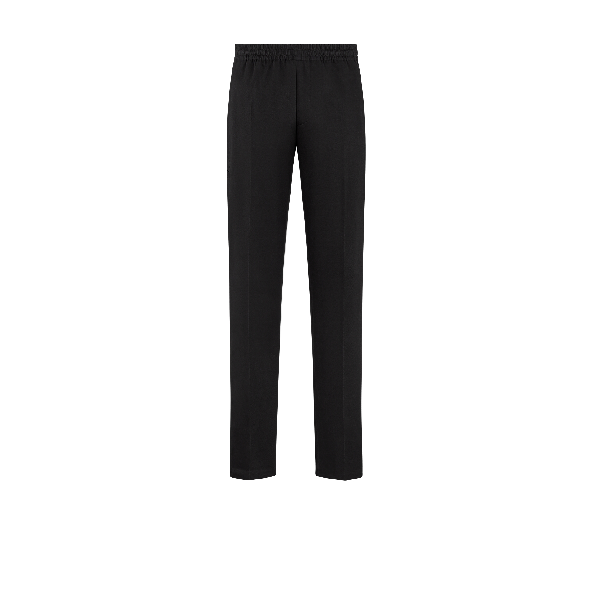 Tailored Track Pants with CD Icon Embroidery Black Cotton Gabardine E01