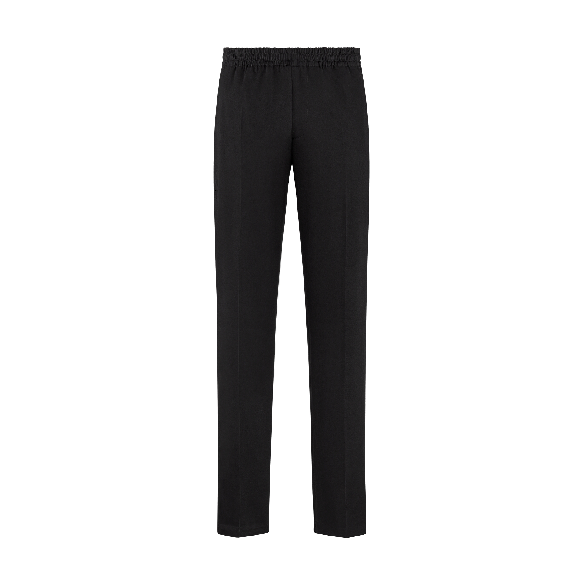 Tailored Track Pants with CD Icon Embroidery Black Cotton Gabardine E01