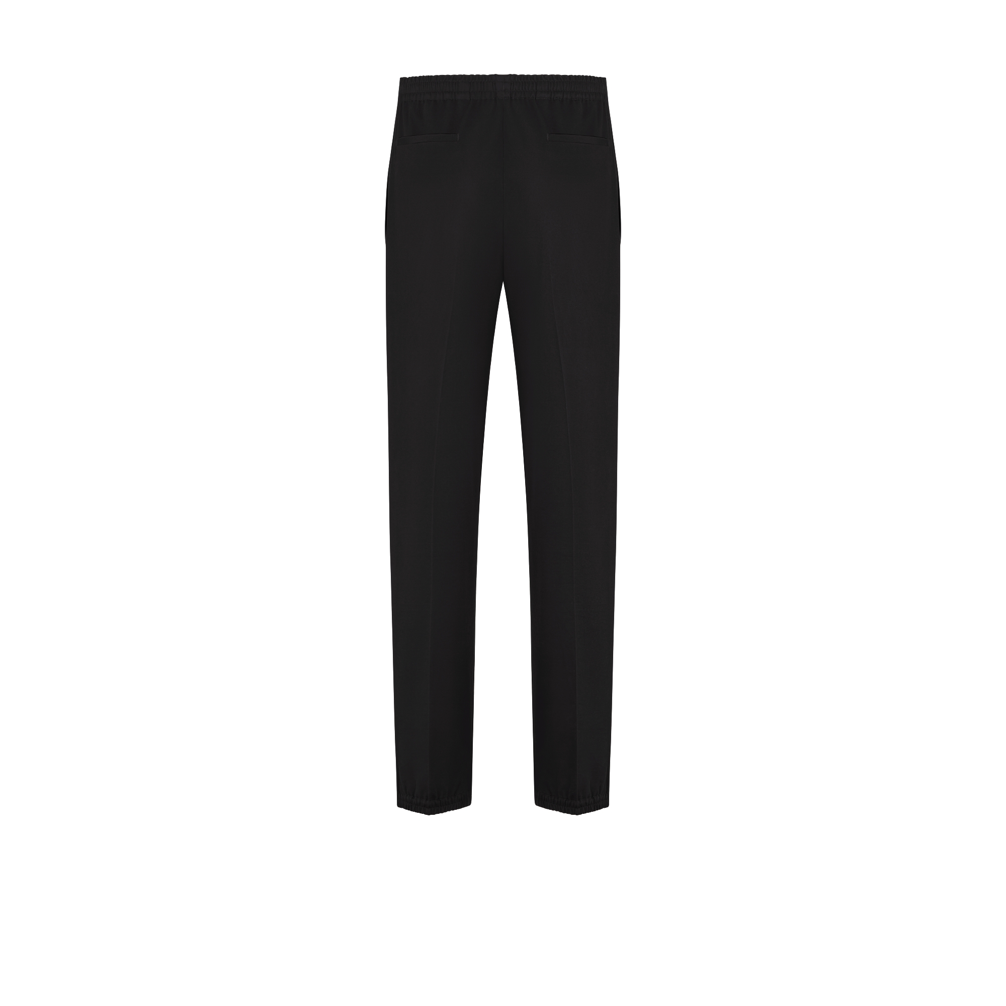 Tailored Track Pants with CD Icon Embroidery Black Cotton Gabardine E08