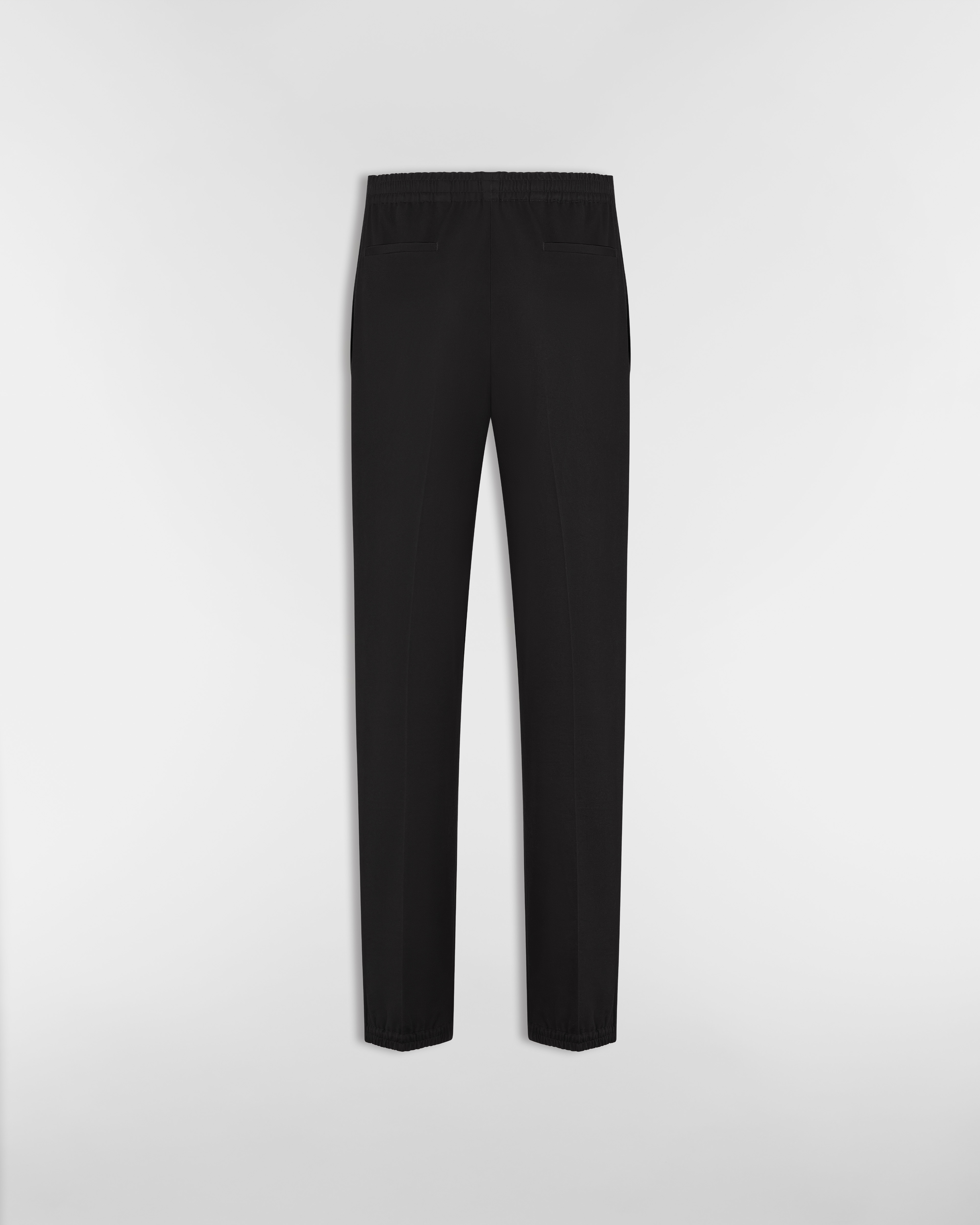 Tailored Track Pants with CD Icon Embroidery Black Cotton Gabardine E08