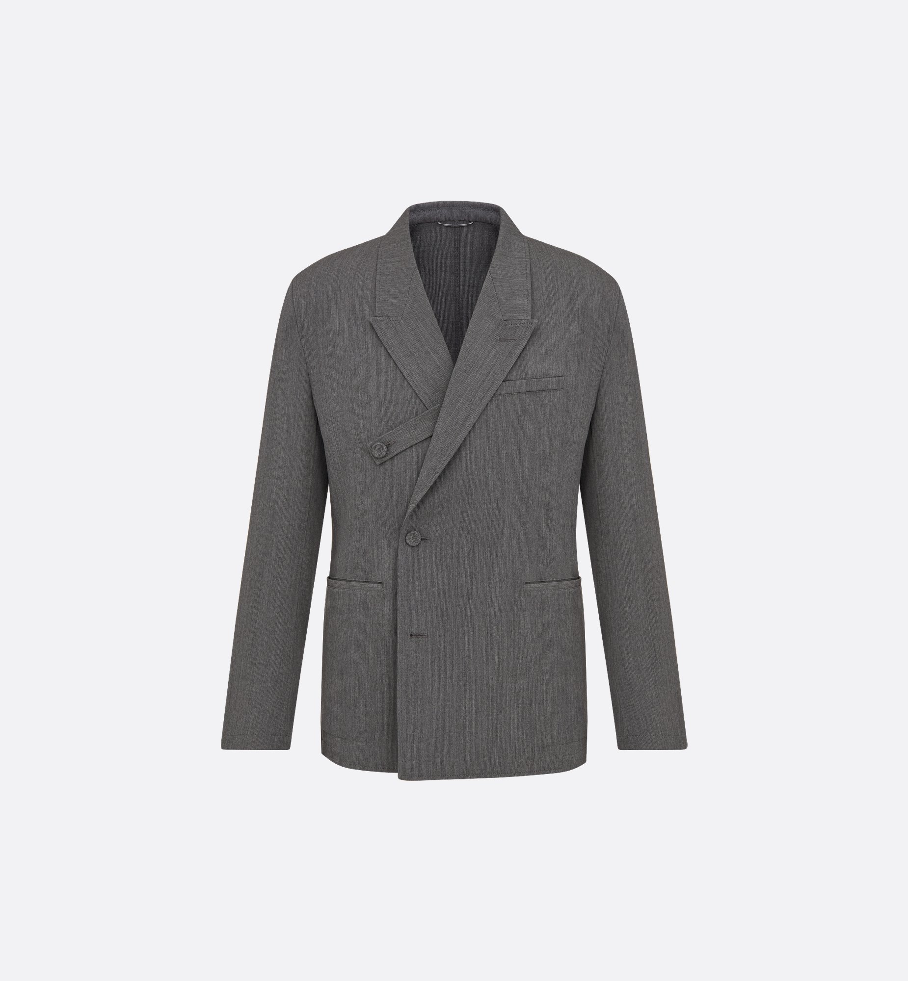Oblique Jacket with Buttoned Strap Gray Virgin Wool | DIOR Oblique Jacket with Buttoned Strap Gray Virgin Wool | DIOR