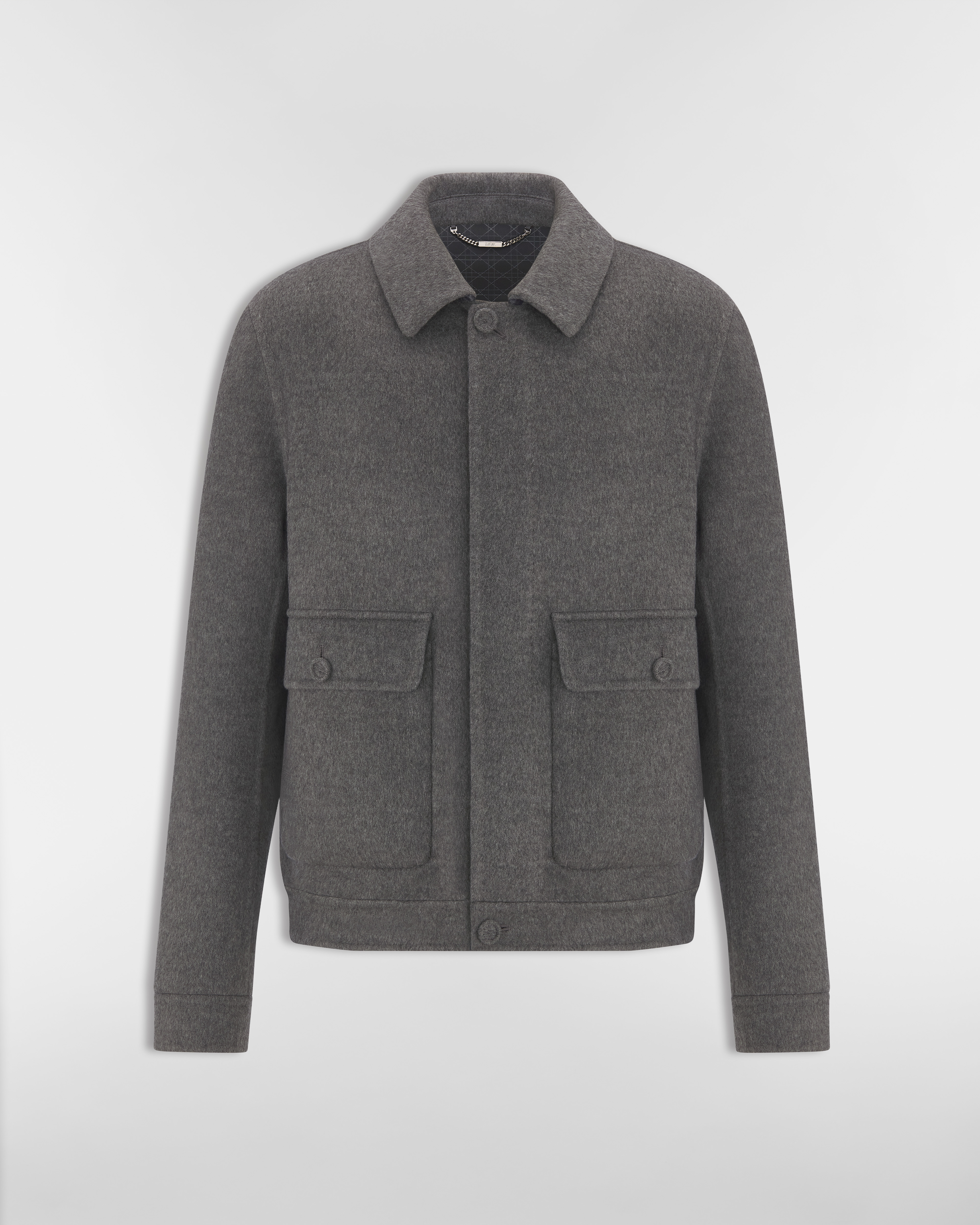 Jaqueta Dior Icons Lã virgem e cashmere dupla-face cinza E01